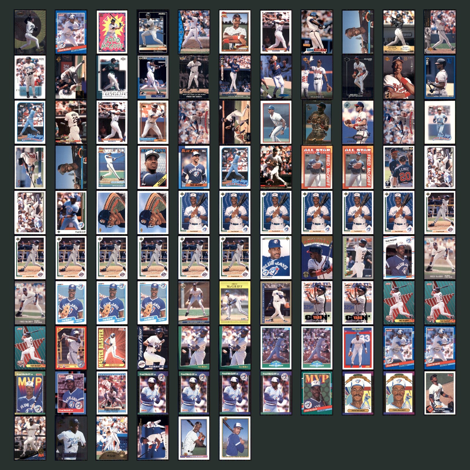 Fred McGriff Lot 105 Baseball Cards 1994 Bowmans Best Tampa Bay Devil Rays Set card scans. Overall card condition is Near Mint.