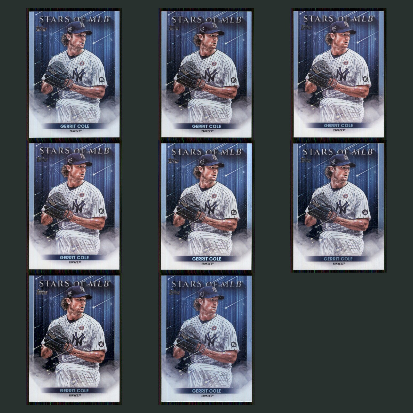 Gerrit Cole Lot 8 Baseball Cards 2022 Topps Stars of MLB New York Yankees Set NM card scans. Overall card condition is Near Mint.