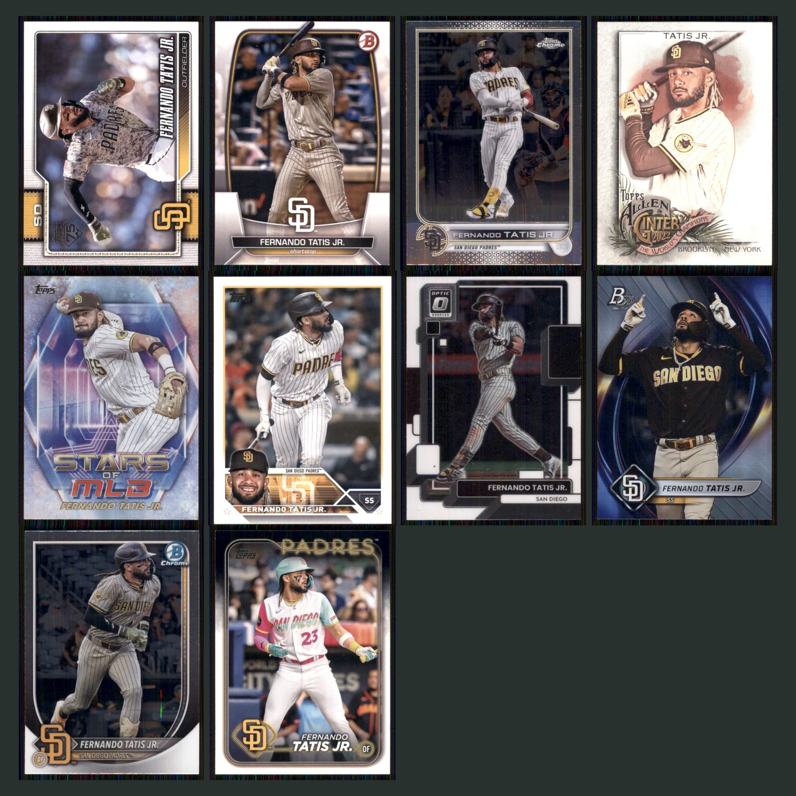 Fernando Tatis Jr. Lot 10 Baseball Cards 2026 Topps Series 1 San Diego Padres NM card scans. Overall card condition is Near Mint.