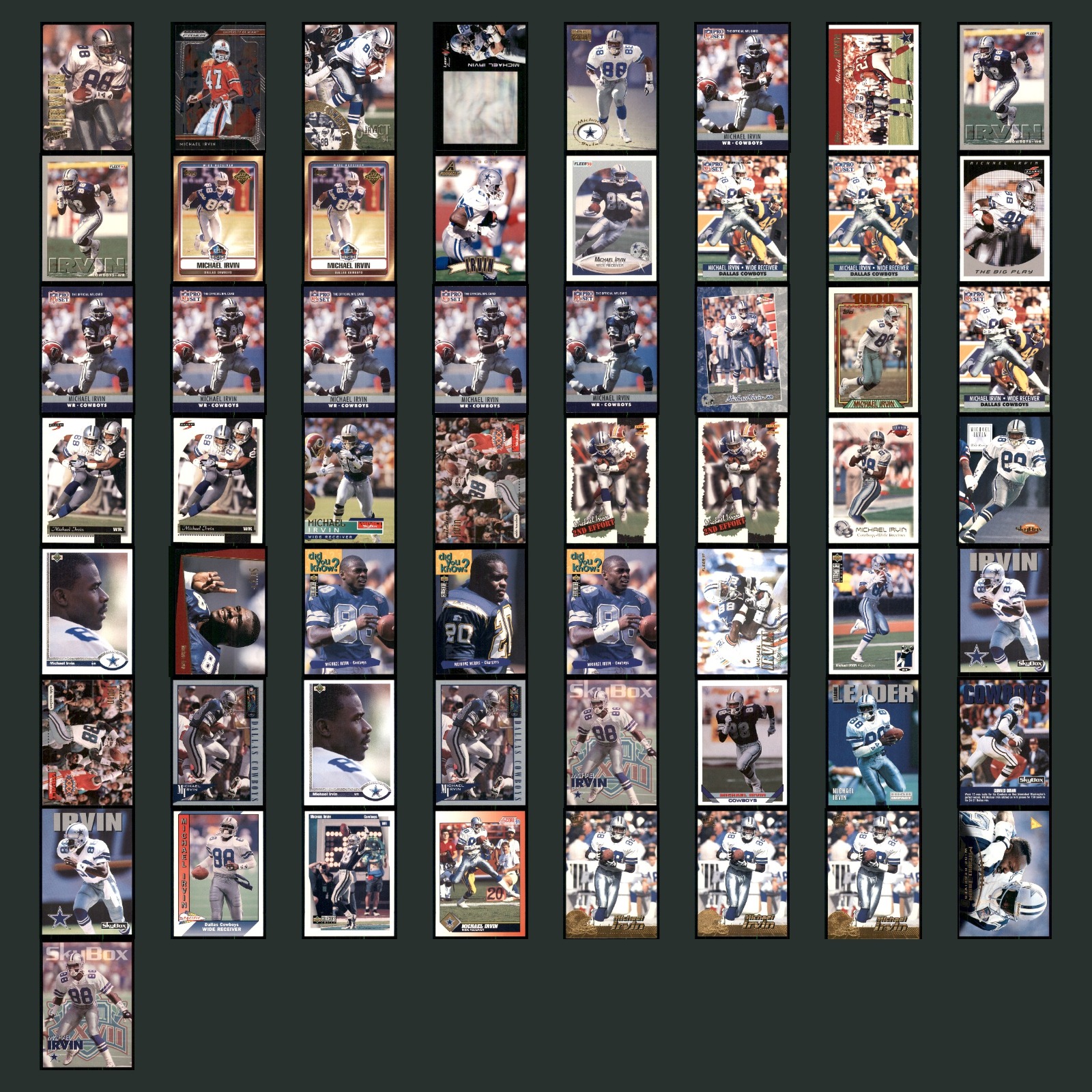 Michael Irvin Lot 57 Football Cards 1993 Action Packed Dallas Cowboys Set NFL NM card scans. Overall card condition is Near Mint.