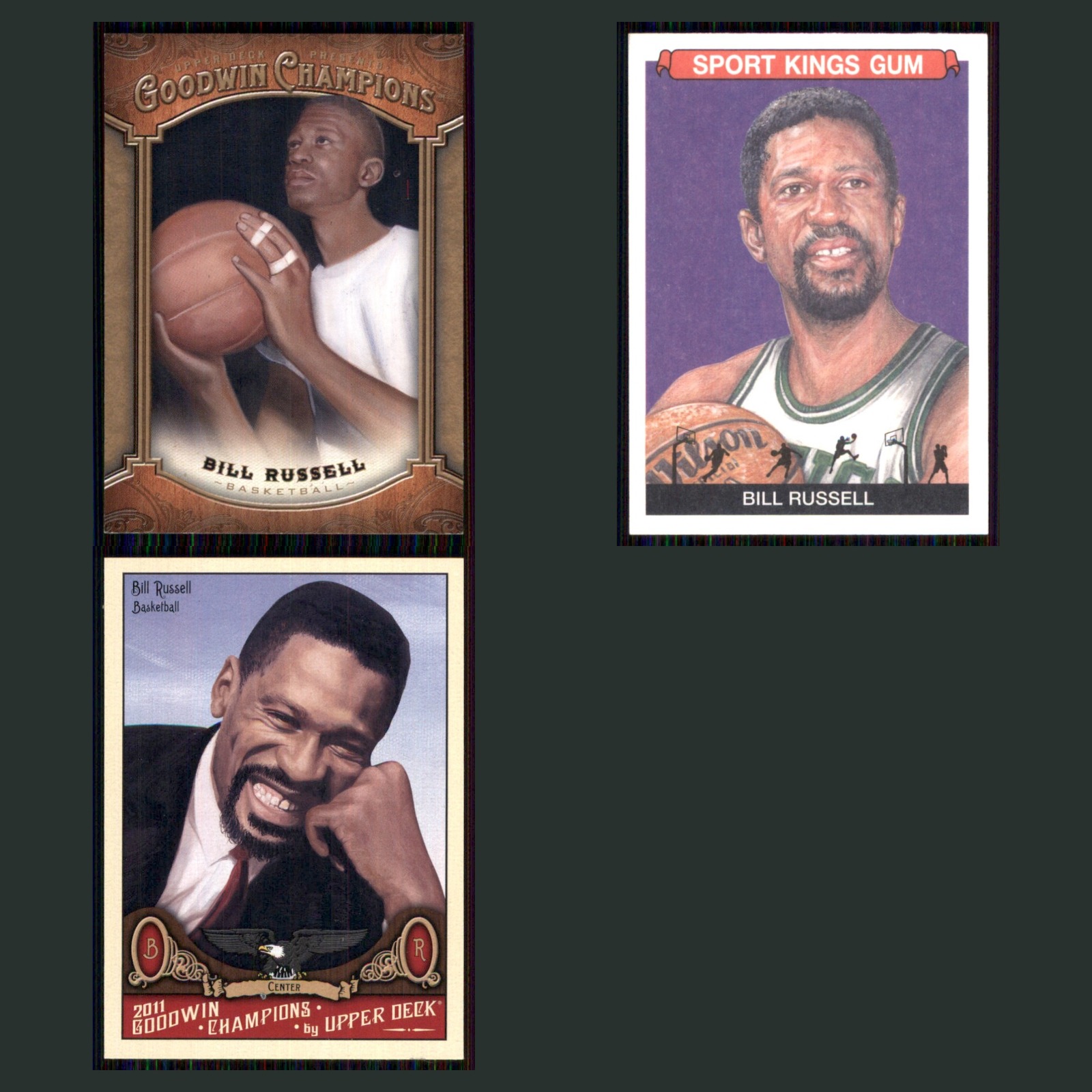 Bill Russell Lot 3 Basketball Cards 2014 Leaf Set Collection NBA NM card scans. Overall card condition is Near Mint.