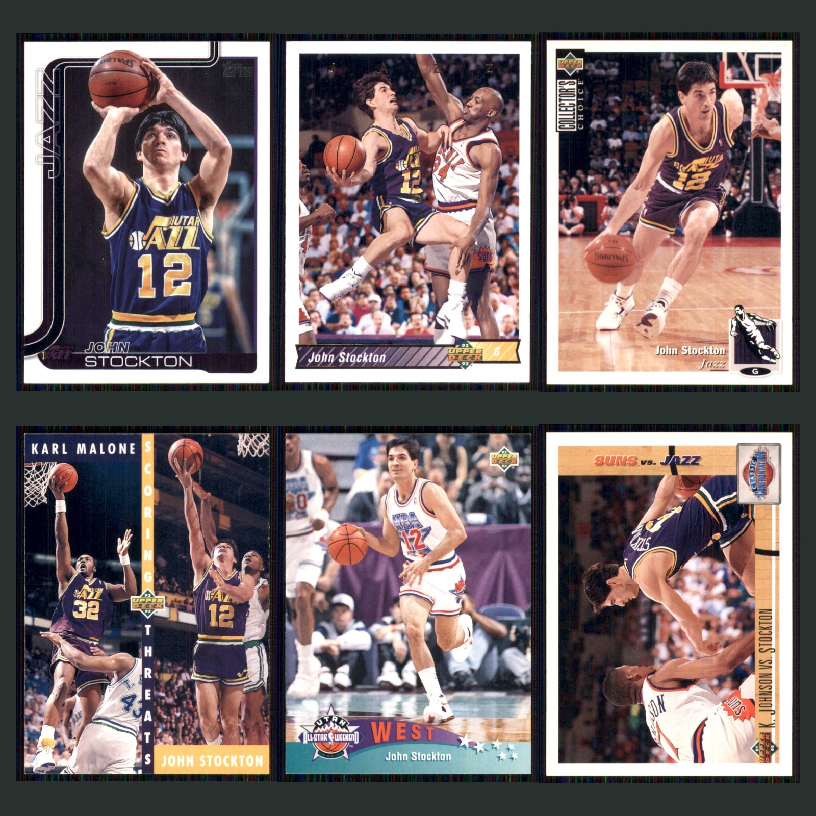 John Stockton Lot 6 Basketball Cards 2025 Topps Utah Jazz Set Collection NBA NM card scans. Overall card condition is Near Mint.