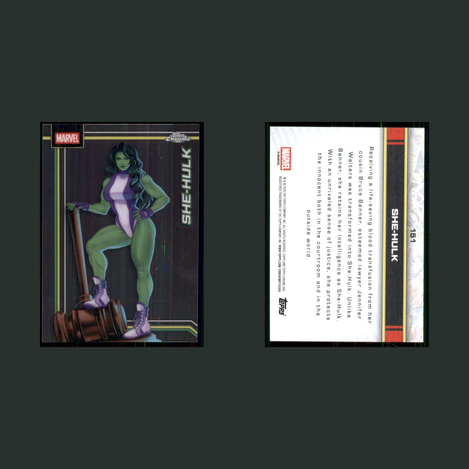 She-Hulk #151 2026 Topps Chrome Marvel Marvel Card front and back scans. Card condition is Near Mint.