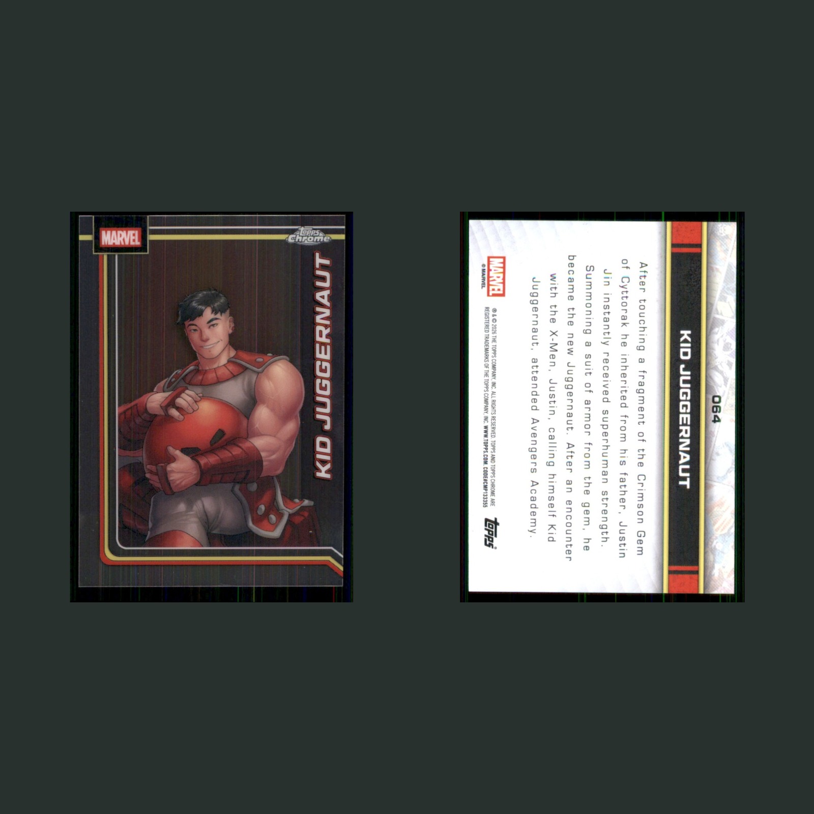 Kid Juggernaut #84 2026 Topps Chrome Marvel Marvel Card front and back scans. Card condition is Near Mint.