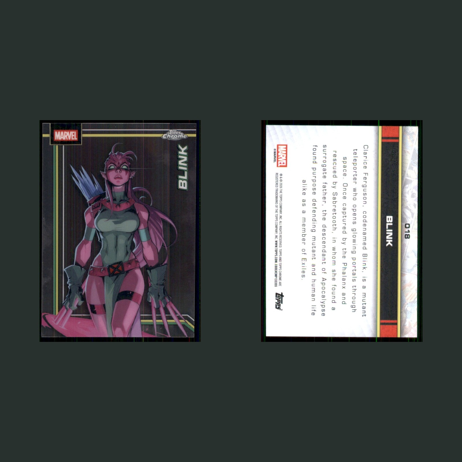 Blink #8 2026 Topps Chrome Heroes Marvel Card front and back scans. Card condition is Near Mint.