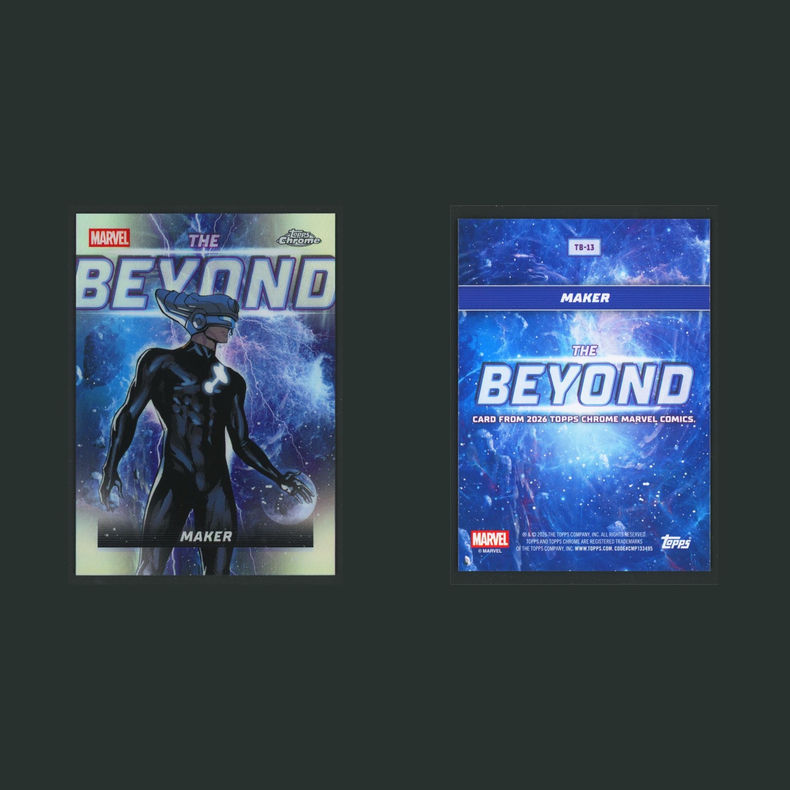 Maker #T8-13 2026 Topps Chrome The Beyond Marvel Card front and back scans. Card condition is Near Mint.
