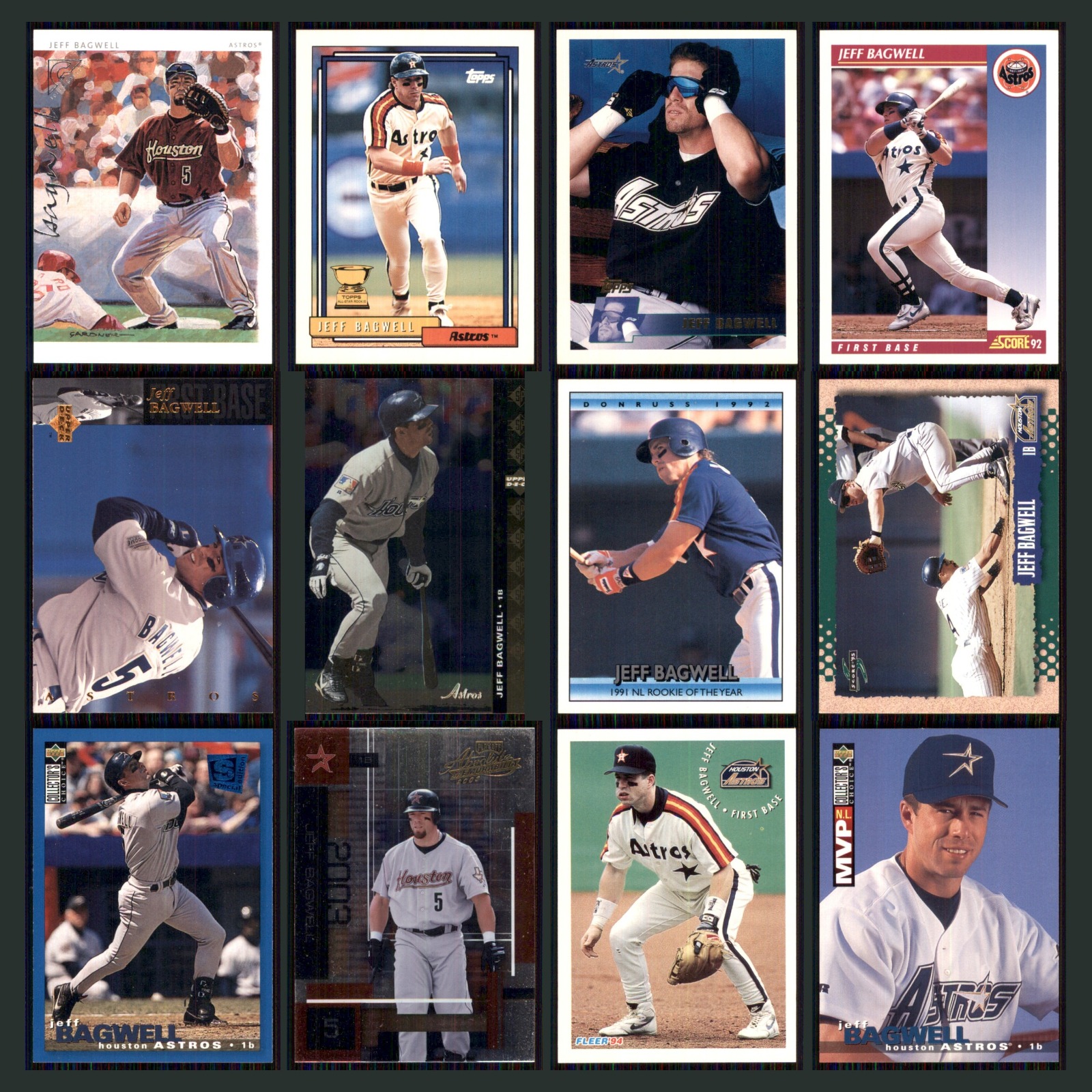Jeff Bagwell Lot 12 Baseball Cards 2003 Topps Gallery Houston Astros Set MLB NM card scans. Overall card condition is Near Mint.