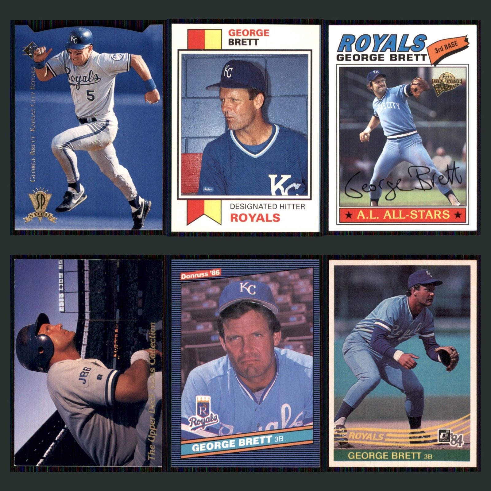 George Brett Lot 6 Baseball Cards 1995 SP Kansas City Royals Set Collection MLB card scans. Overall card condition is Near Mint.