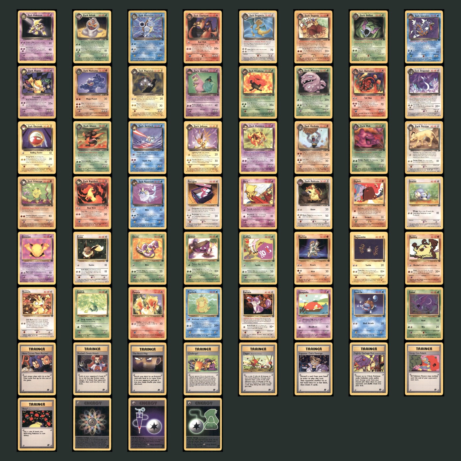 Vintage Pokemon Card Lot 60 Low Grade Cards 2000 Team Rocket Charizard Blastoise card scans. Overall card condition is Near Mint.