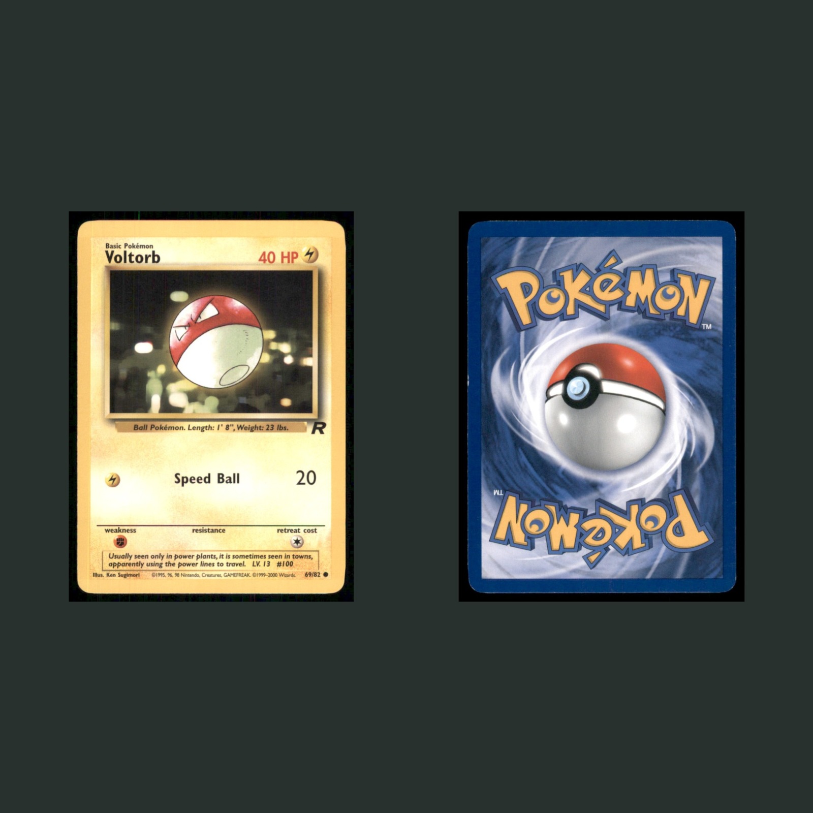 Voltorb 69/82 2000 Common Pokemon TCG Card front and back scans. Card condition is Excellent.