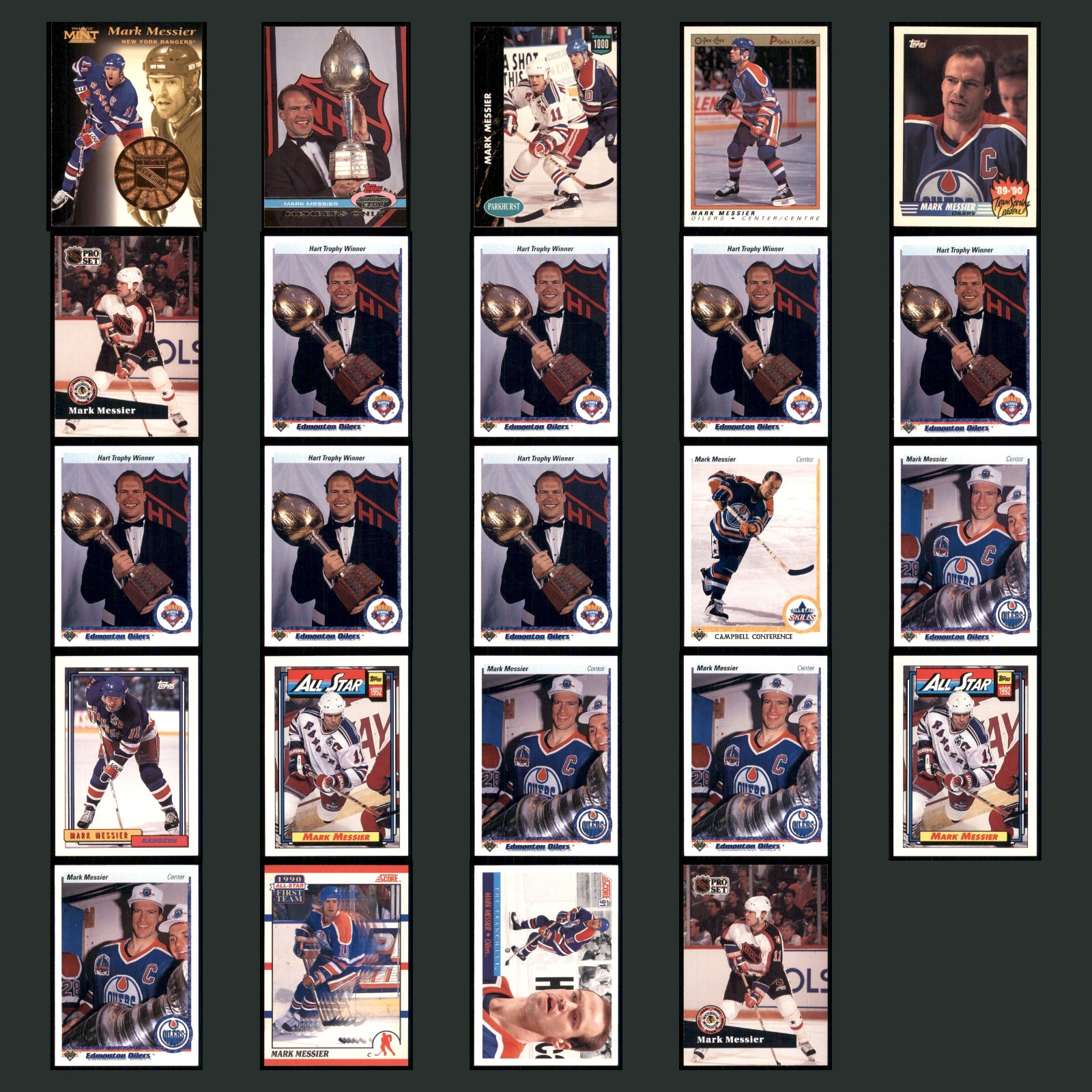 Mark Messier Lot 24 Hockey Cards 1996 Pinnacle Mint New York Rangers Set NHL NM card scans. Overall card condition is Near Mint.