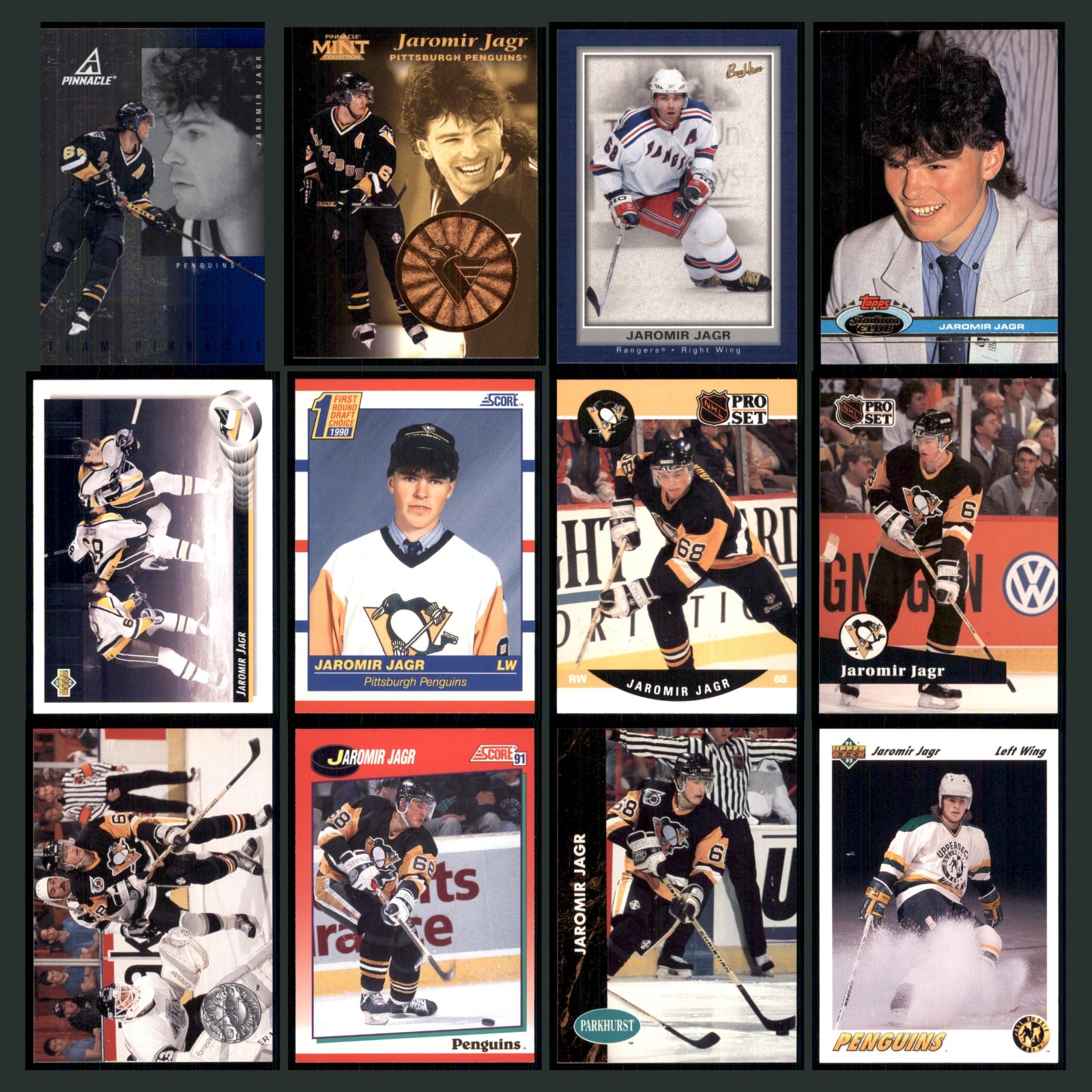 Jaromir Jagr Lot 12 Hockey Cards 1997 Pinnacle Set Collection NHL NM card scans. Overall card condition is Near Mint.