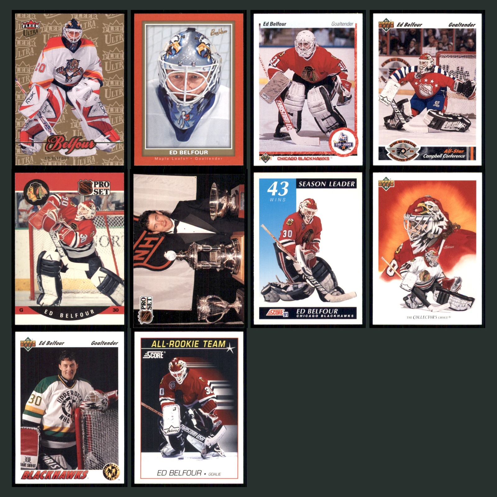 Ed Belfour Lot 10 Hockey Cards 2007 Ultra Florida Panthers Set Collection NHL NM card scans. Overall card condition is Near Mint.