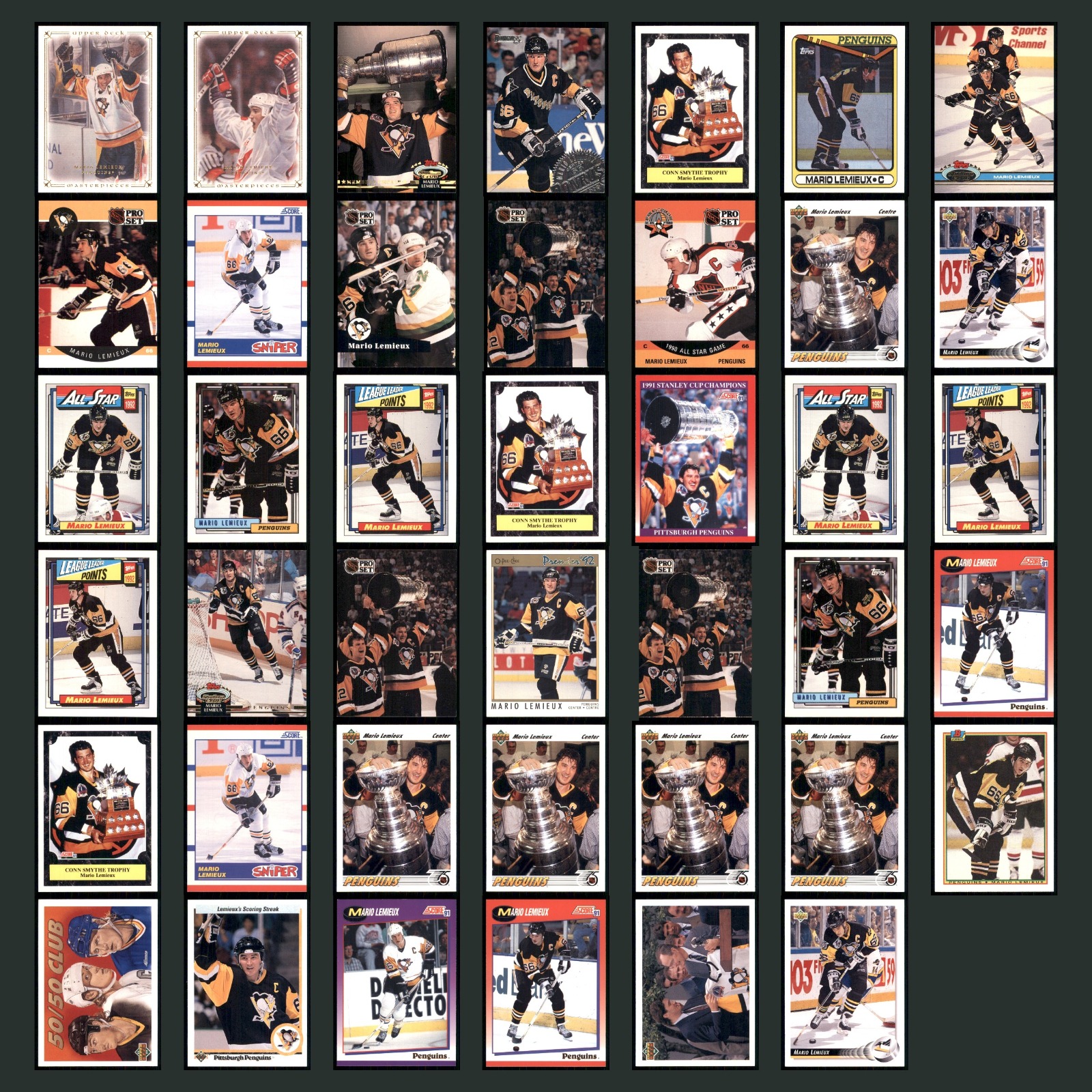 Mario Lemieux Lot 41 Hockey Cards 2008 Upper Deck Masterpieces Set Collection NM card scans. Overall card condition is Near Mint.
