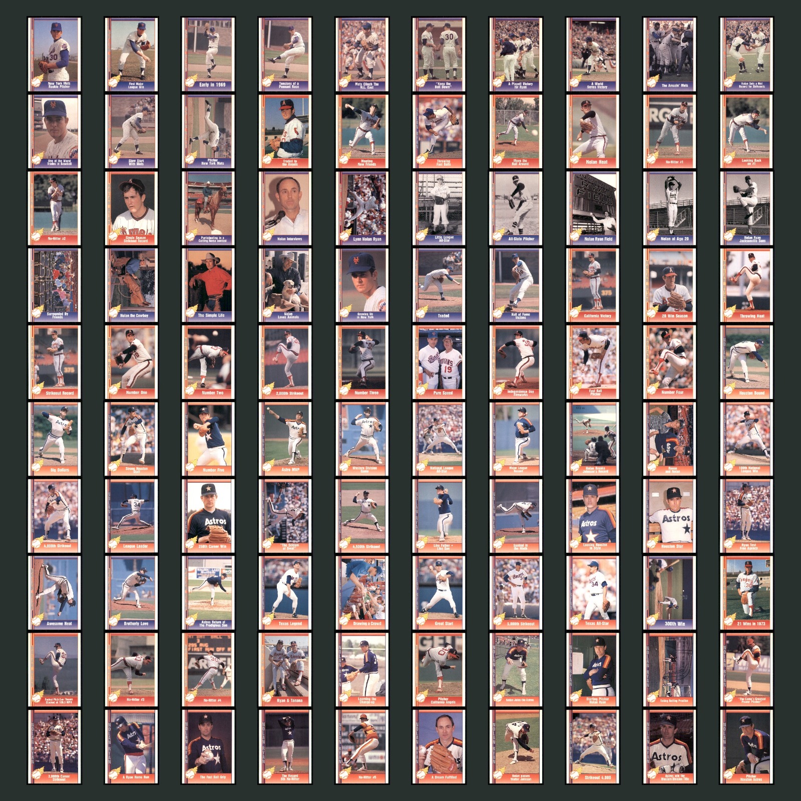 Nolan Ryan Lot 100 Baseball Cards 1991 Pacific New York Mets Set Collection MLB card scans. Overall card condition is Near Mint.