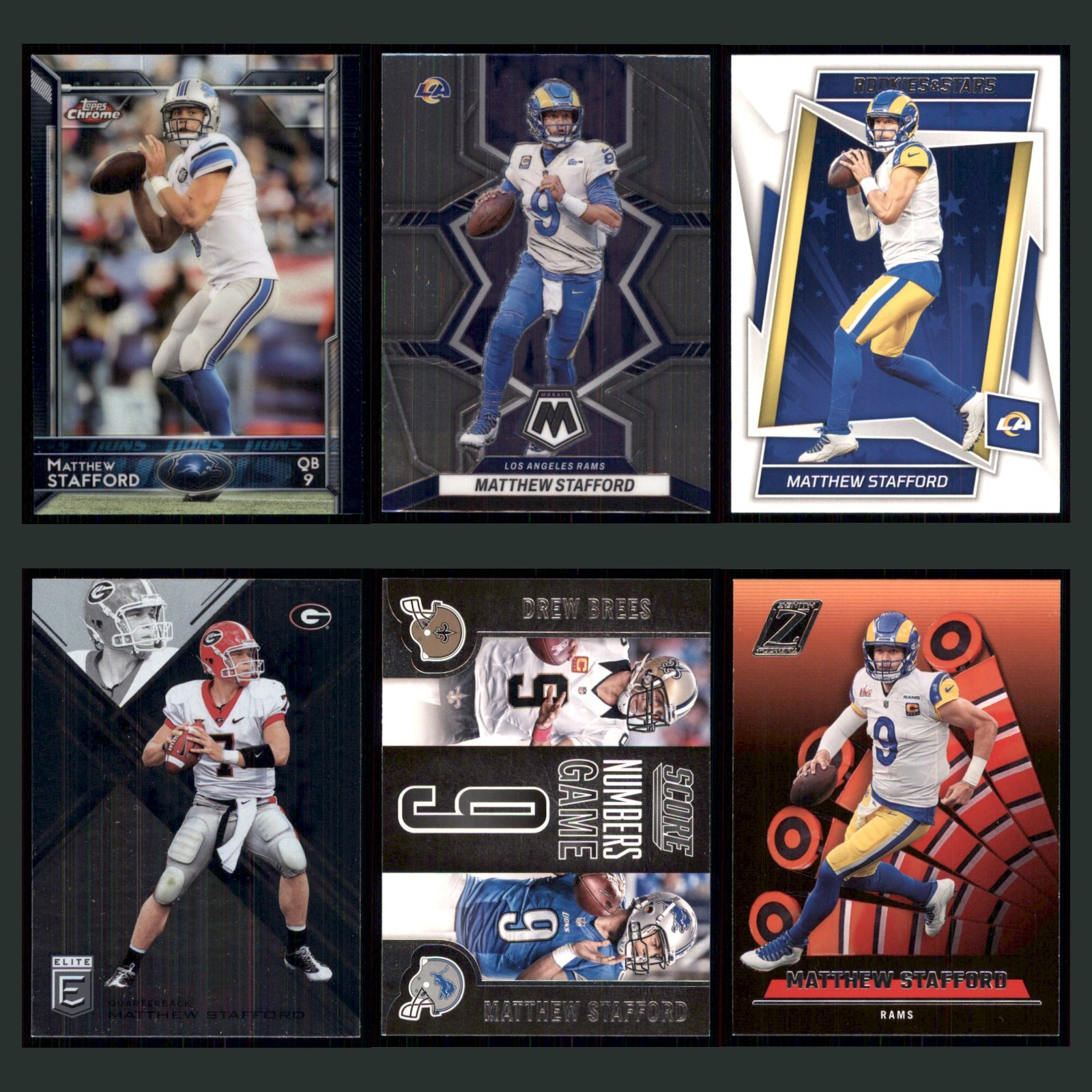 Matthew Stafford Lot 6 Football Cards 2015 Topps Chrome Detroit Lions Set NFL NM card scans. Overall card condition is Near Mint.