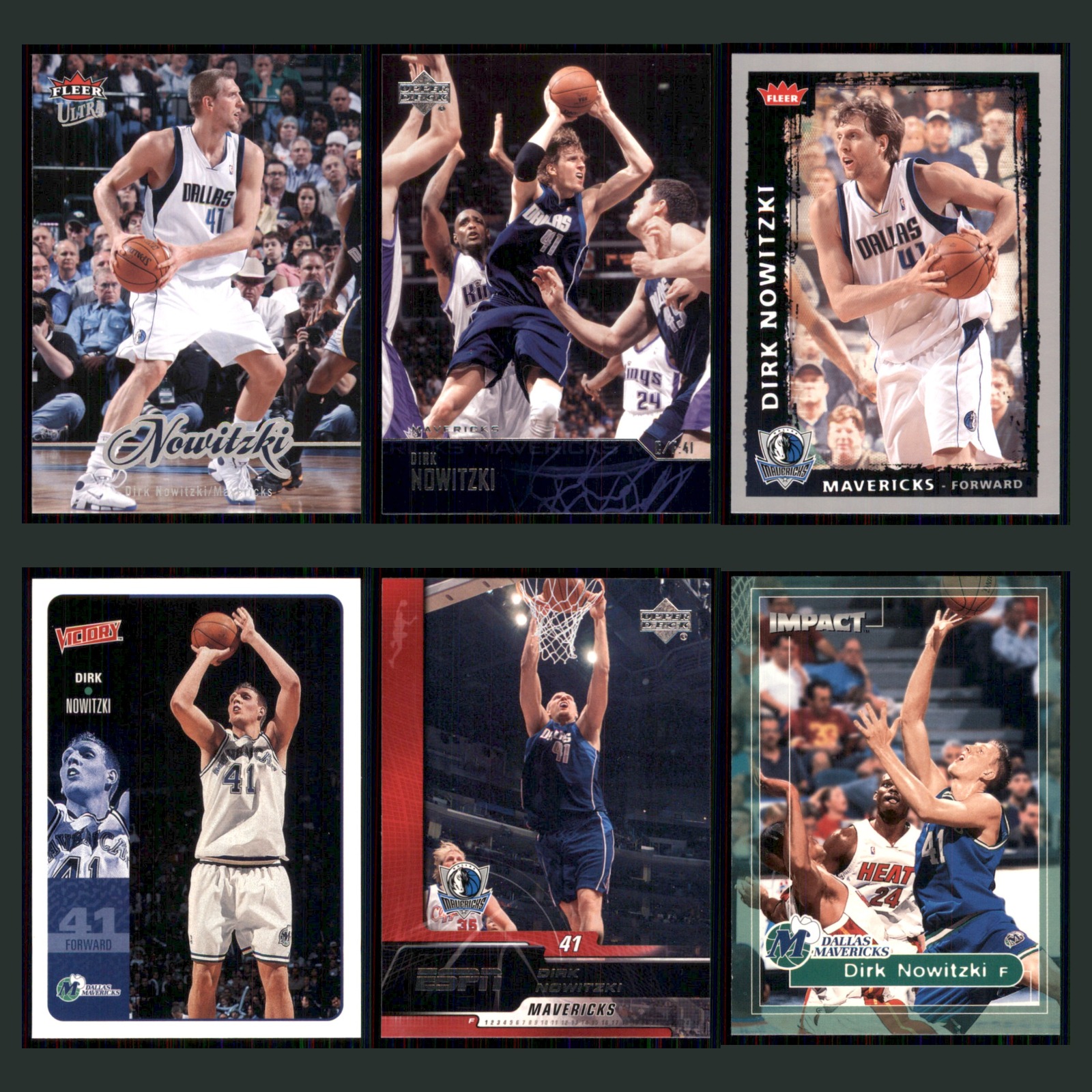 Dirk Nowitzki Lot 6 Basketball Cards 2007 Fleer Ultra Dallas Mavericks Set NBA card scans. Overall card condition is Near Mint.