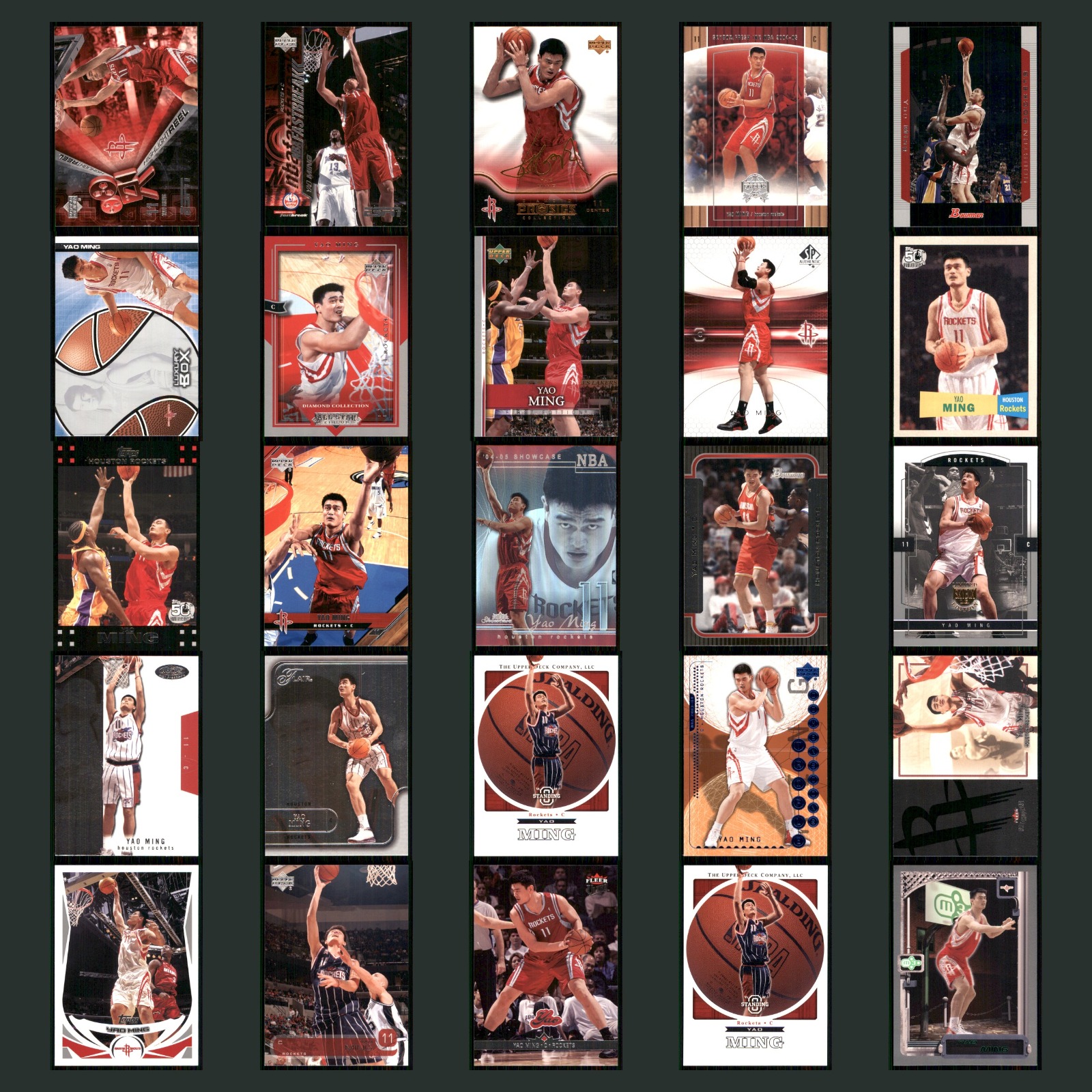Yao Ming Lot 25 Basketball Cards 2005 Upper Deck Highlight Reel Houston Rockets card scans. Overall card condition is Near Mint.