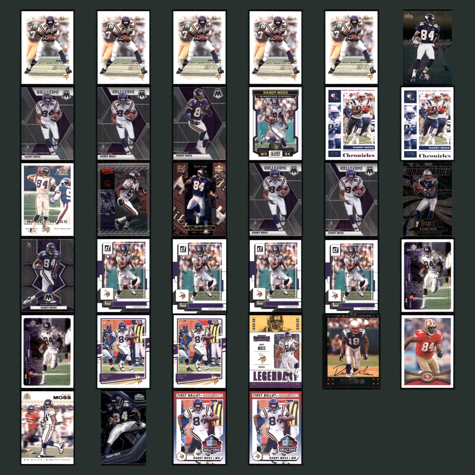 Randy Moss Lot 34 Football Cards 2000 Topps Minnesota Vikings Set Collection NFL card scans. Overall card condition is Near Mint.