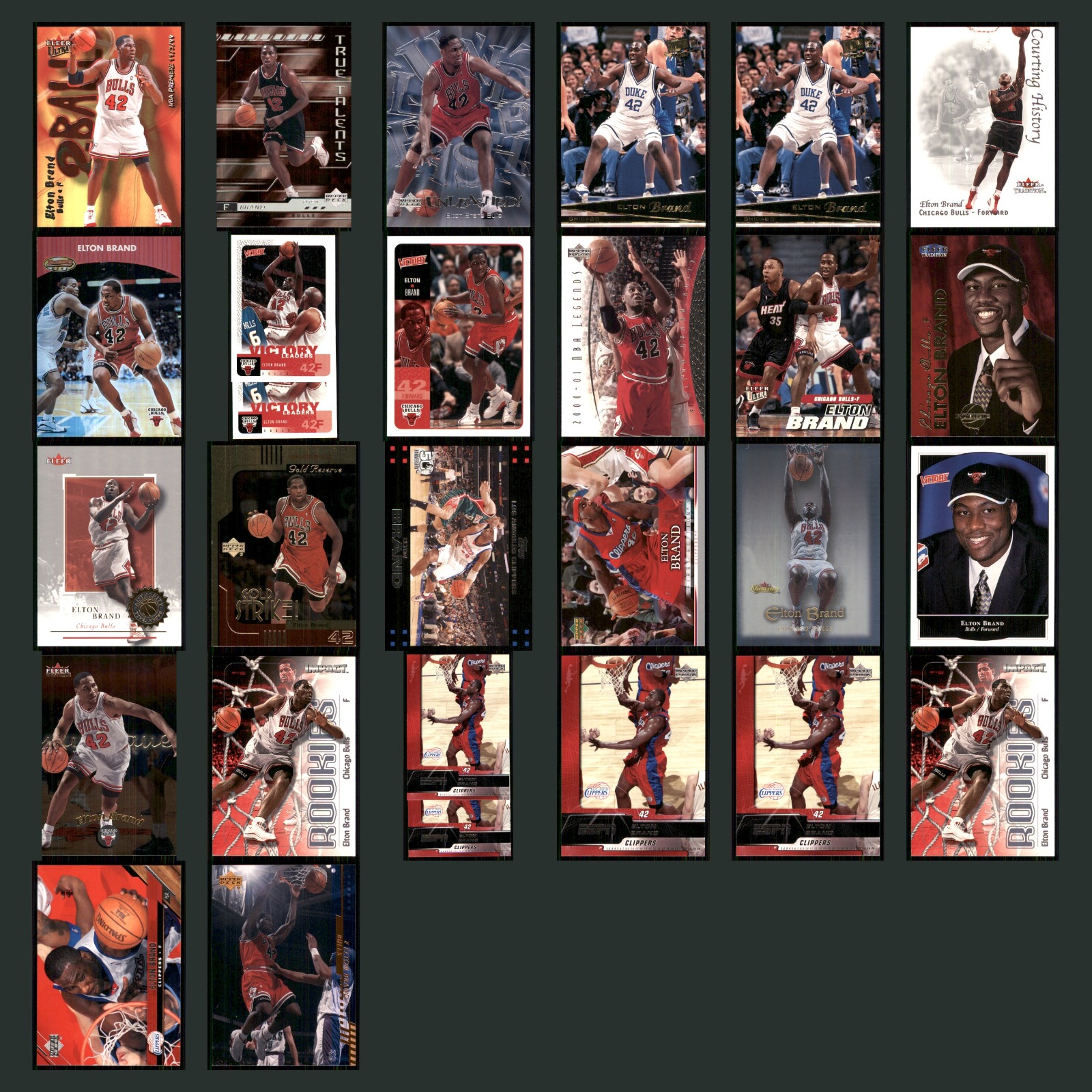 Elton Brand Lot 26 Basketball Cards 2000 Fleer Ultra 2Ball Chicago Bulls Set NBA card scans. Overall card condition is Near Mint.