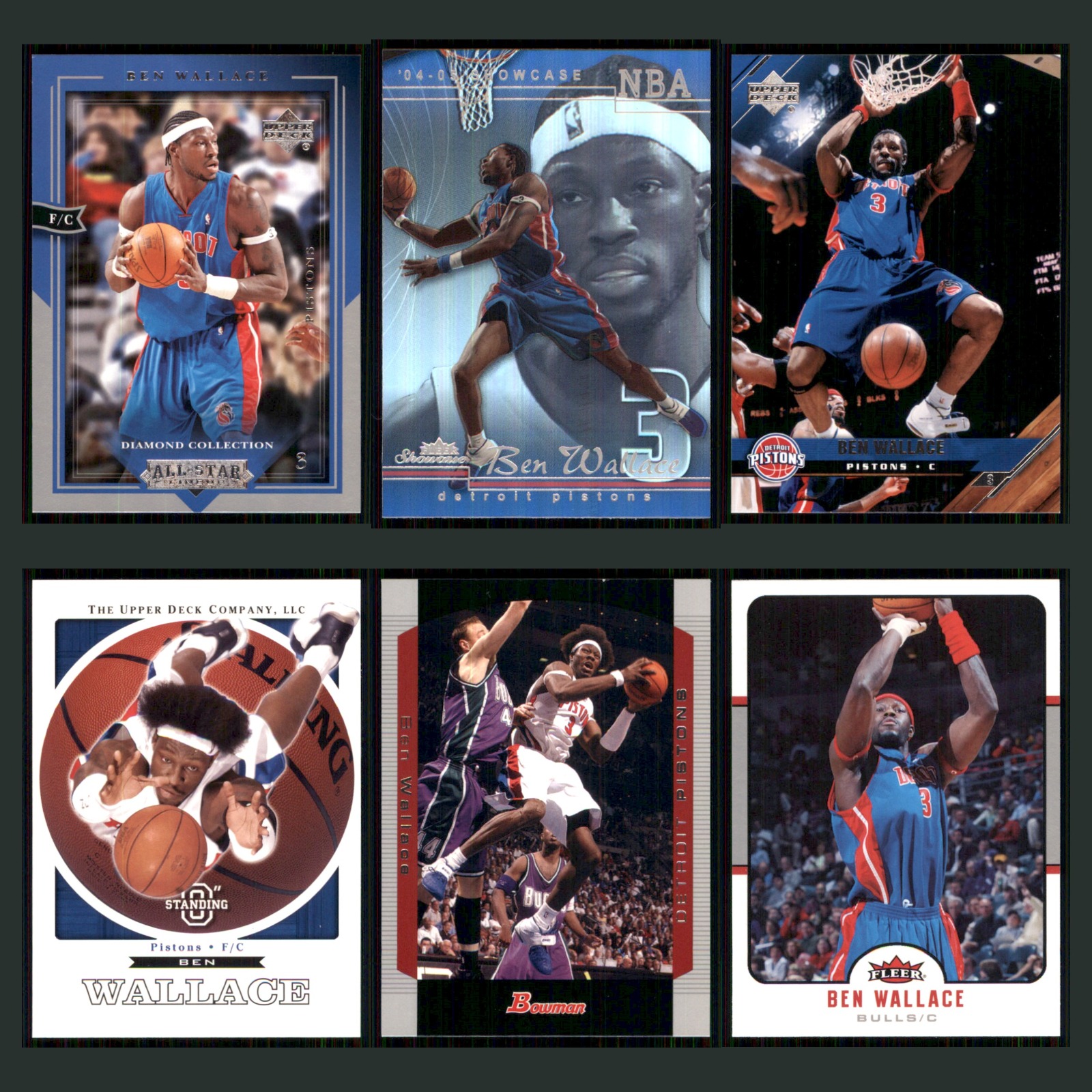 Ben Wallace Lot 6 Basketball Cards 2004 Upper Deck Diamond Collection All-Star card scans. Overall card condition is Near Mint.