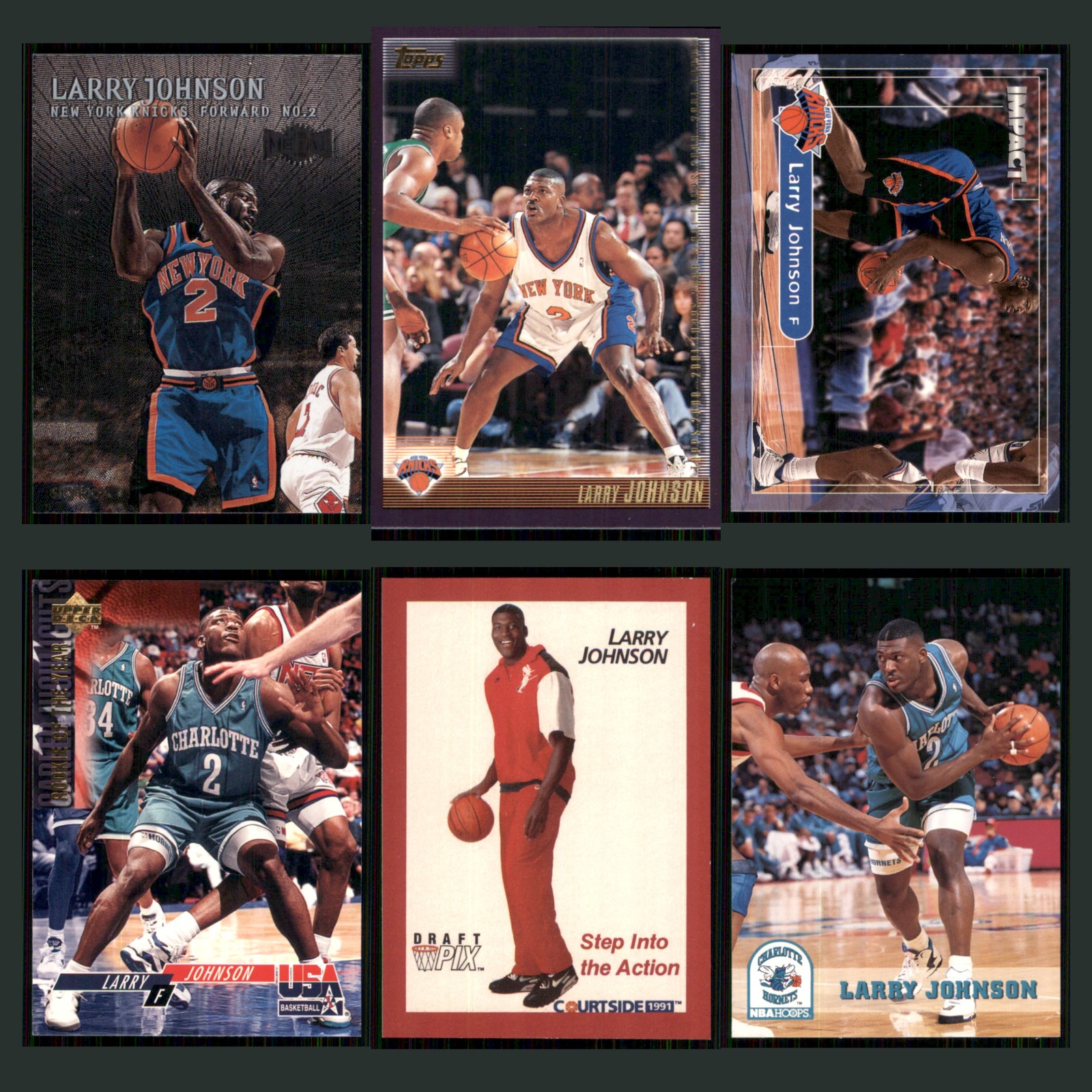 Larry Johnson Lot 6 Basketball Cards 2000 Fleer Metal New York Knicks Set NBA NM card scans. Overall card condition is Near Mint.