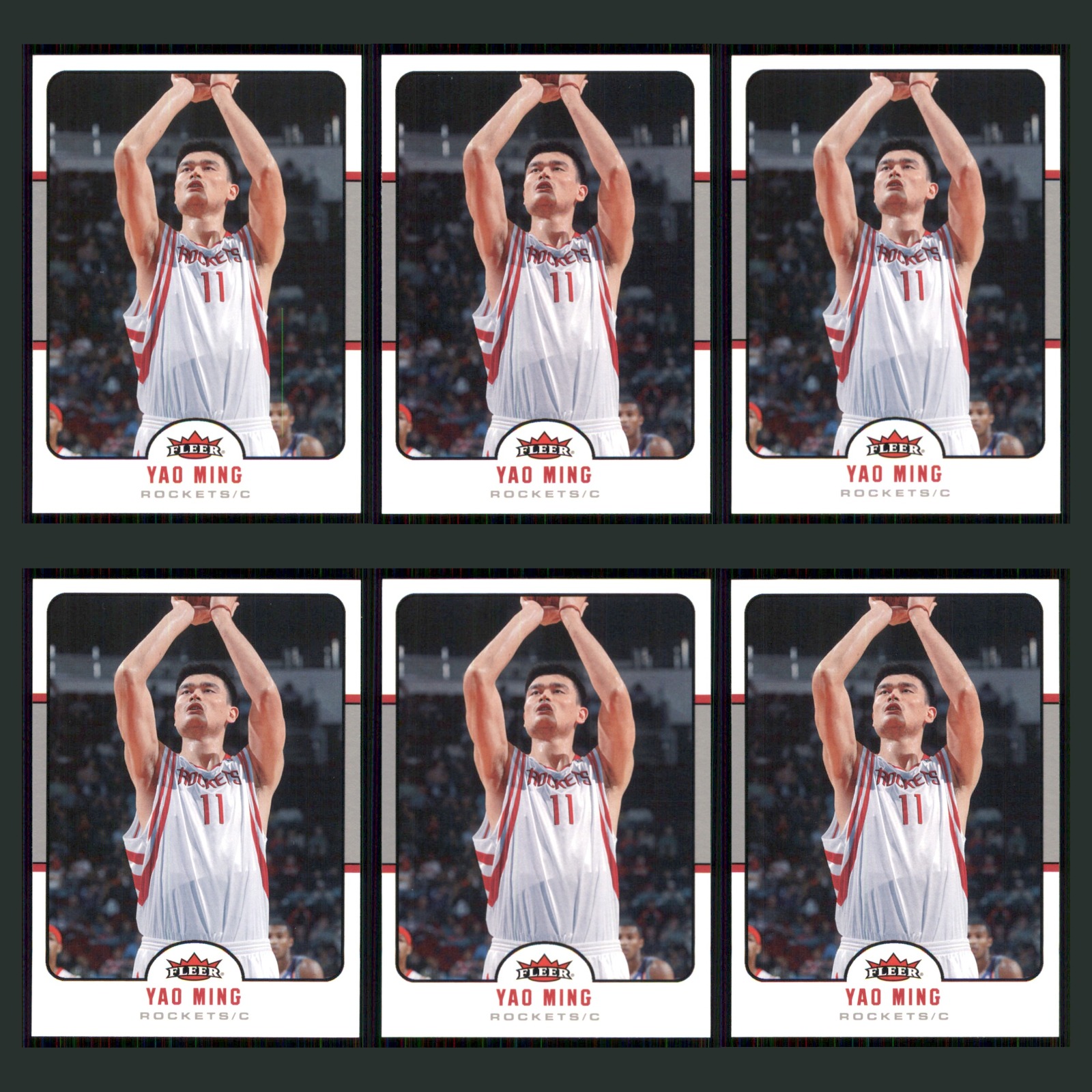 Yao Ming Lot 6 Basketball Cards 2006 Fleer Houston Rockets Set Collection NBA NM card scans. Overall card condition is Near Mint.