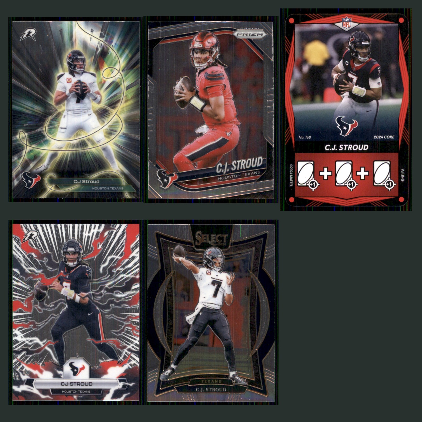 CJ Stroud Lot 5 Football Cards 2025 Topps Chrome Resurgence Conductors Texans NM card scans. Overall card condition is Near Mint.