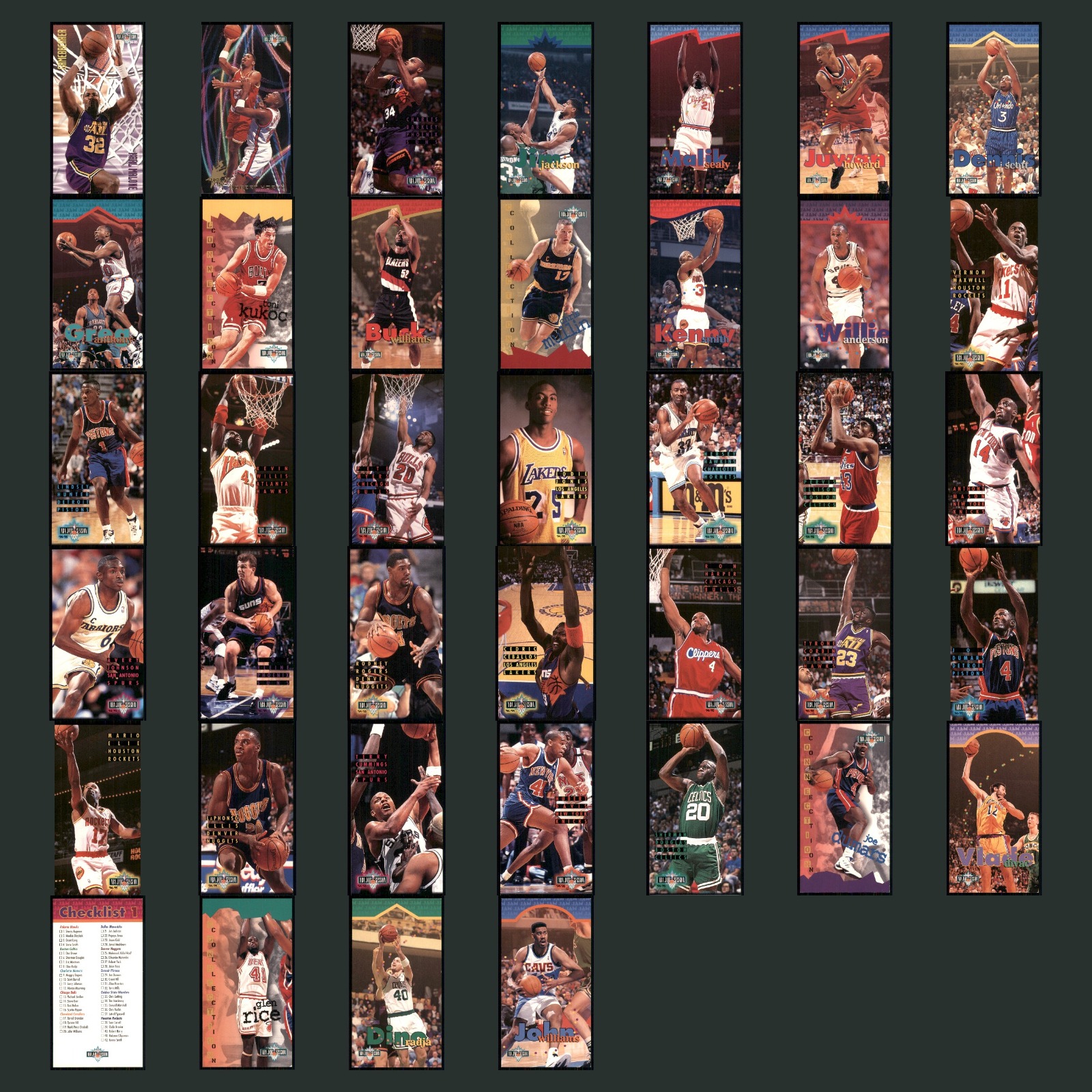 1995 Jam Session Lot 39 Basketball Cards Karl Malone Utah Jazz NM NBA Set card scans. Overall card condition is Near Mint.