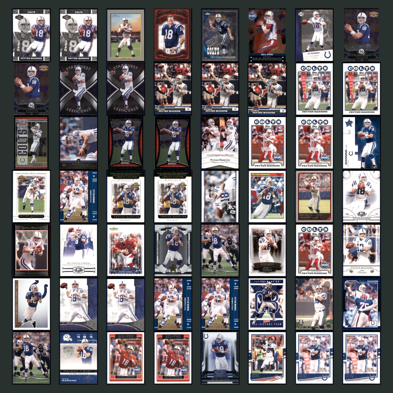 Peyton Manning Lot 56 Football Cards 2007 Topps Co-Signers Indianapolis Colts NM card scans. Overall card condition is Near Mint.
