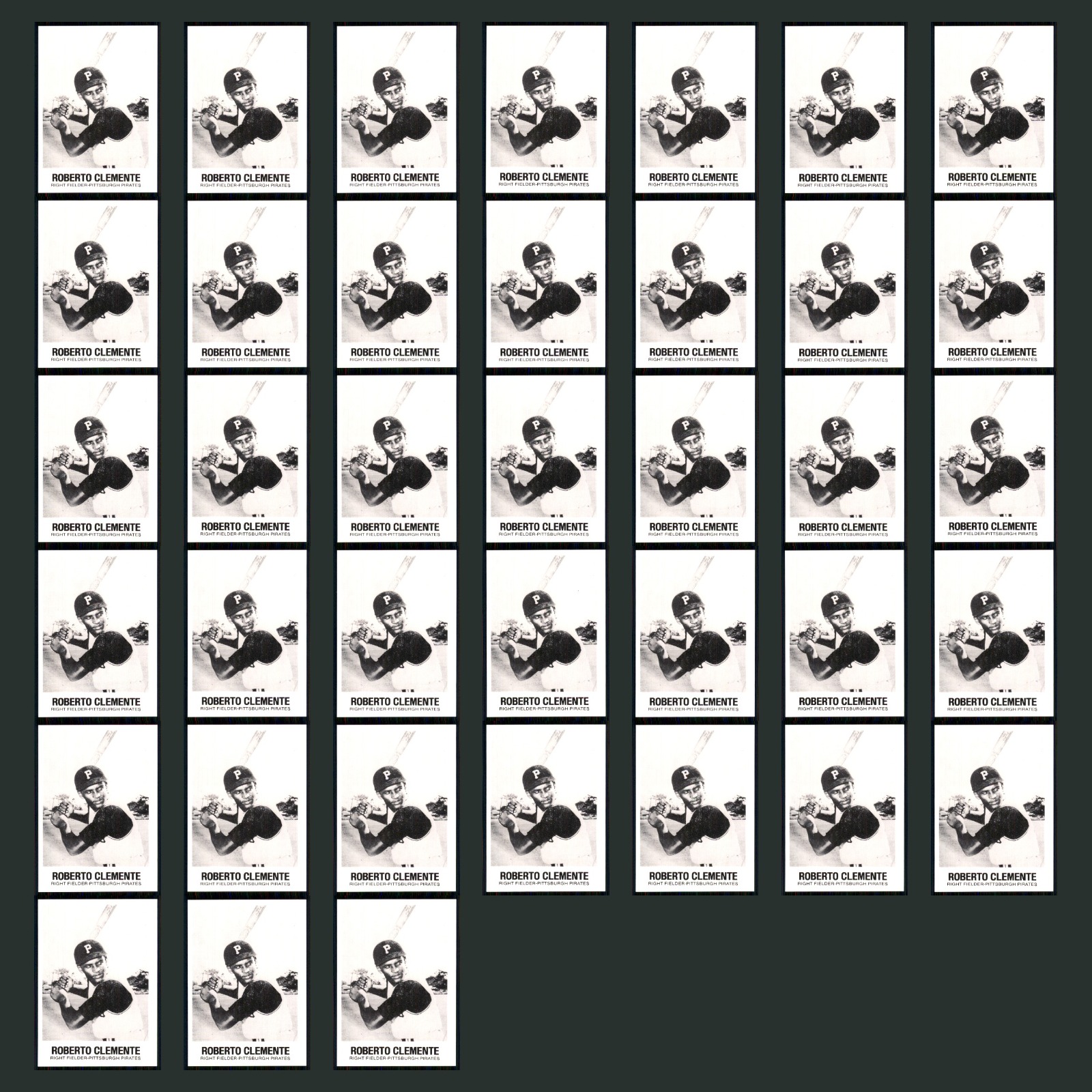 Roberto Clemente Lot 38 Baseball Cards 1977 TCMA Renata Galasso Pirates Set MLB card scans. Overall card condition is Near Mint.
