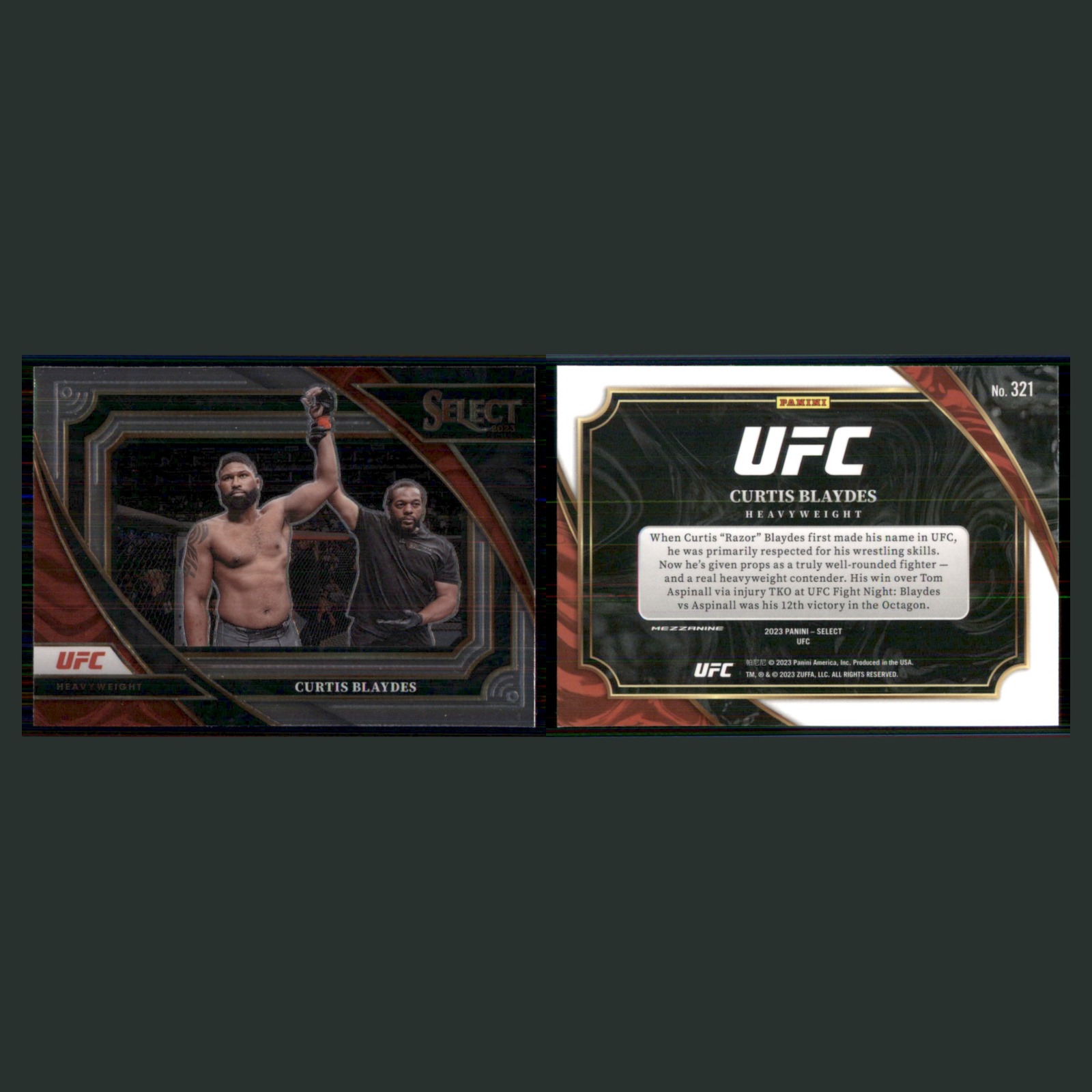 Curtis Blaydes #321 2021 Panini Select UFC MMA Card front and back scans. Card condition is Near Mint.