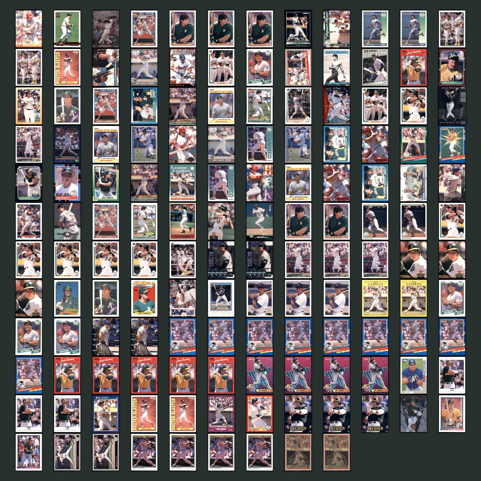 Jose Canseco Lot 141 Baseball Cards 1995 Pacific Collection Boston Red Sox Set card scans. Overall card condition is Near Mint.