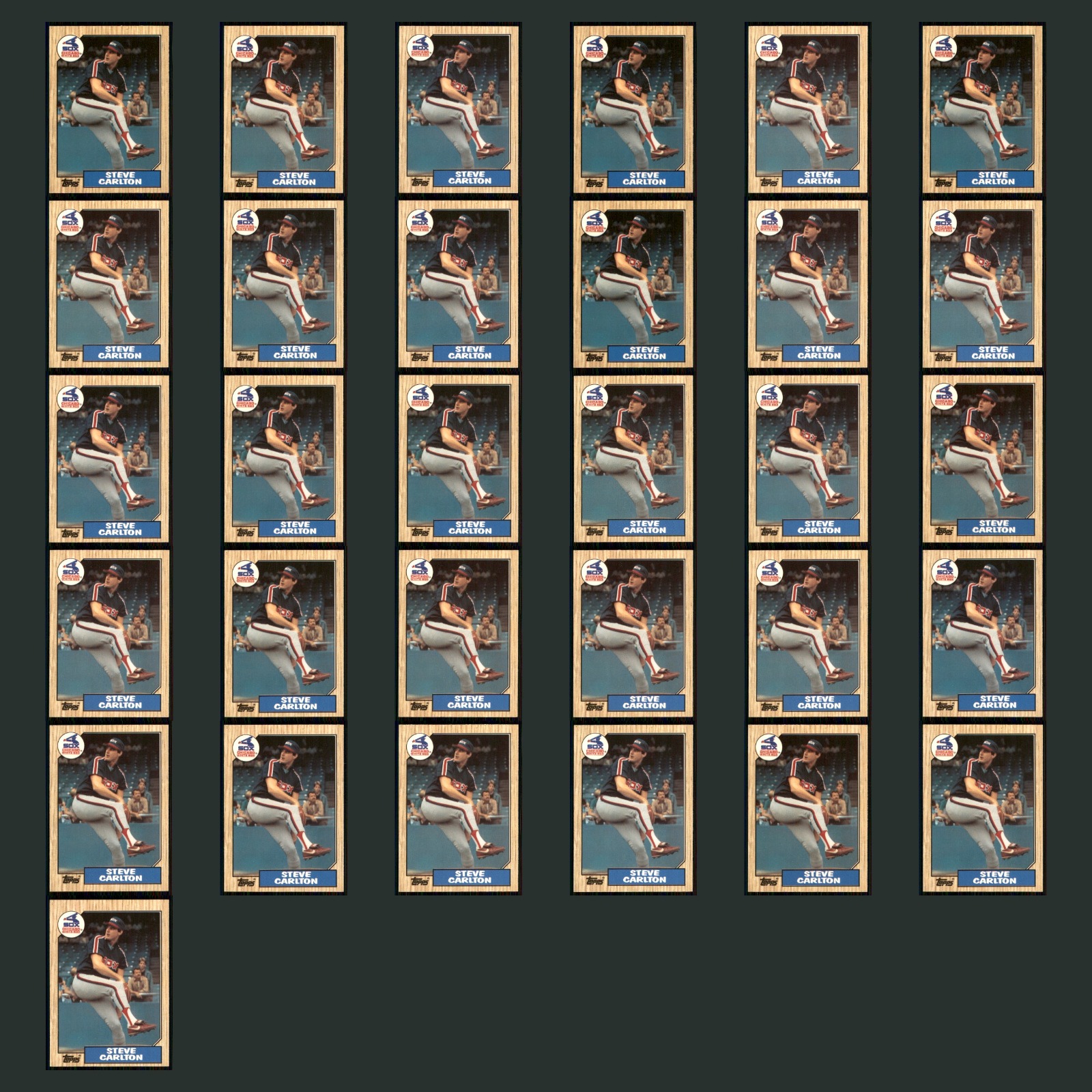 Steve Carlton Lot 31 Baseball Cards 1987 Topps Tiffany Chicago White Sox Set MLB card scans. Overall card condition is Near Mint.