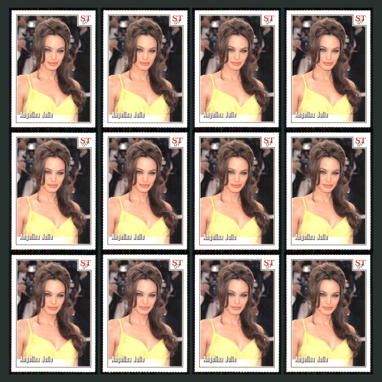 Angelina Jolie Lot 12 Movie Cards 2007 Spotlight Tribute Set Collection NM card scans. Overall card condition is Near Mint.