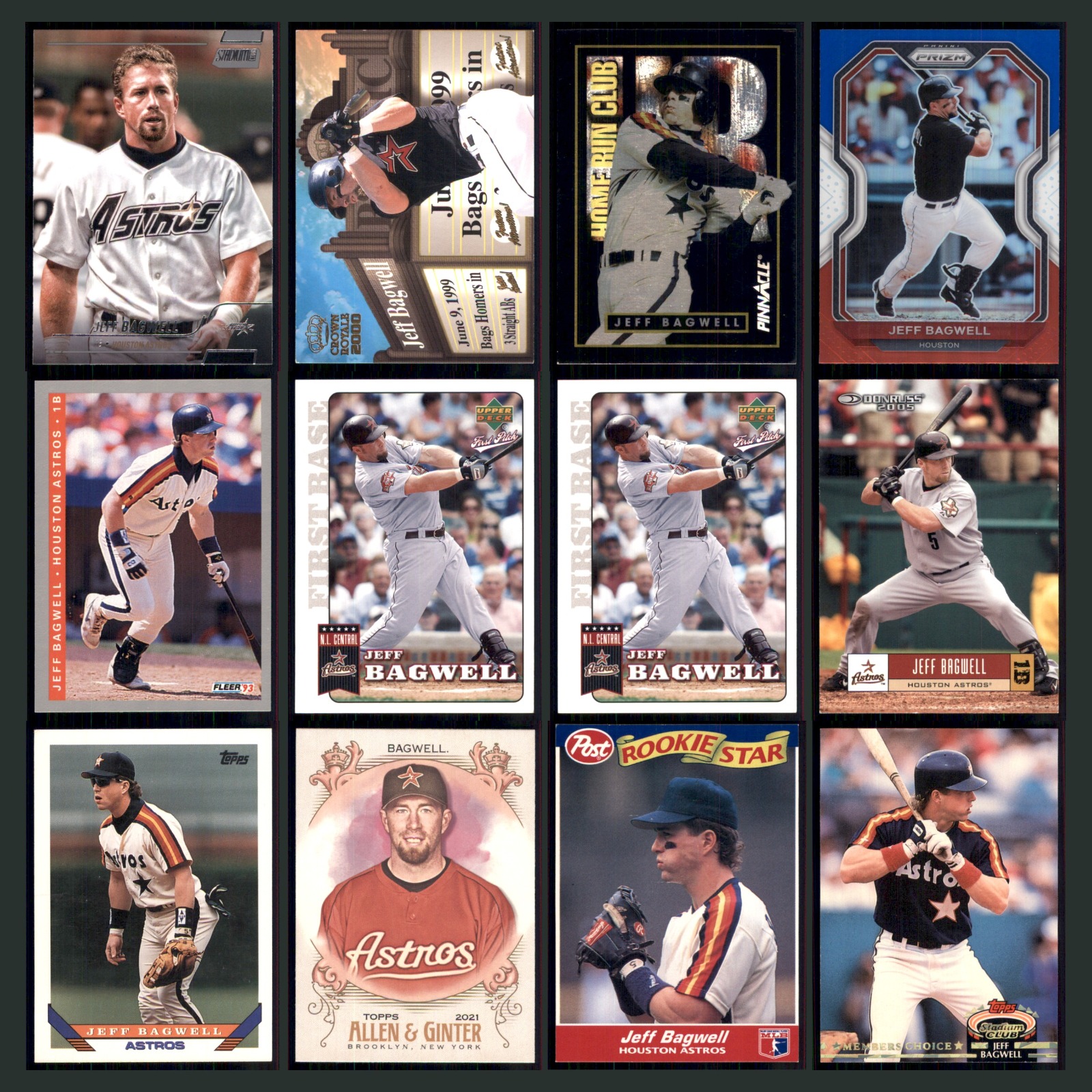 Jeff Bagwell Lot 12 Baseball Cards 2025 Topps Stadium Club Houston Astros Set EX card scans. Overall card condition is Excellent.