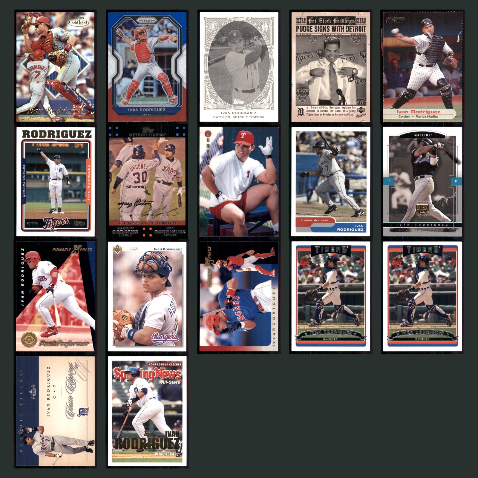 Ivan Rodriguez Lot 17 Baseball Cards 1999 Topps Gold Label Catcher Set MLB EX card scans. Overall card condition is Excellent.