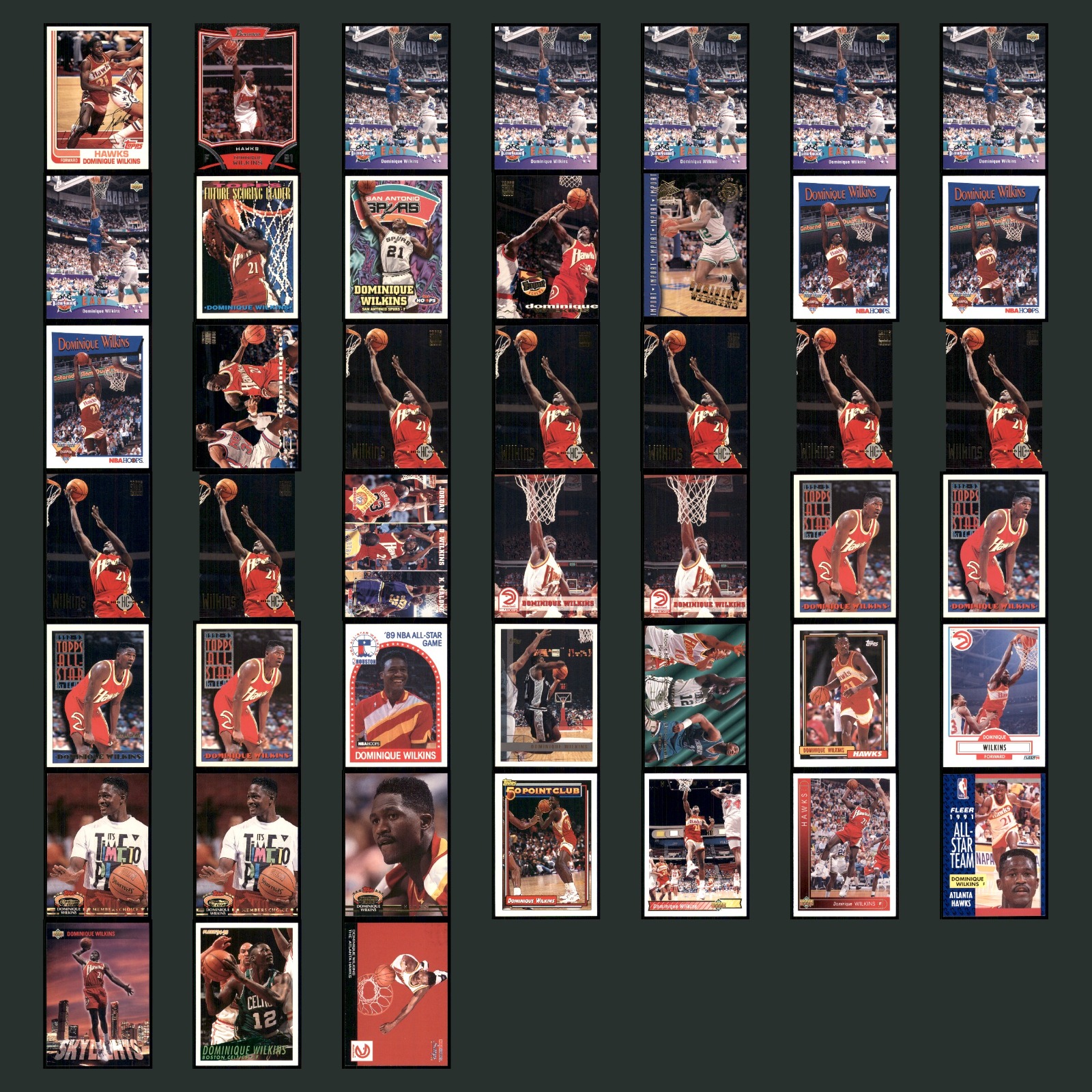 Dominique Wilkins Lot 45 Basketball Cards 1993 Topps Archives Atlanta Hawks Set card scans. Overall card condition is Excellent.