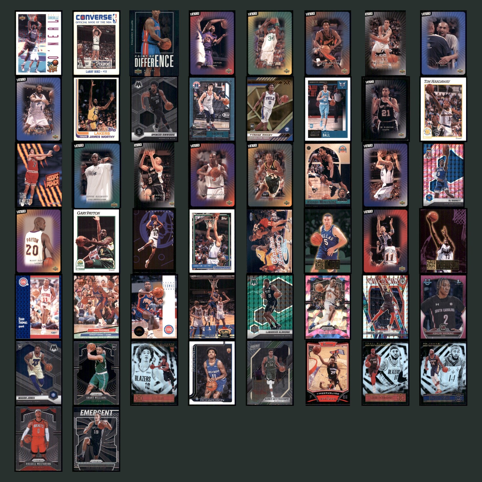 Basketball Card Lot 50 Cards HOF Star Rookie RC Shaquille O'Neal Shaq Magic 1994 card scans. Overall card condition is Excellent.