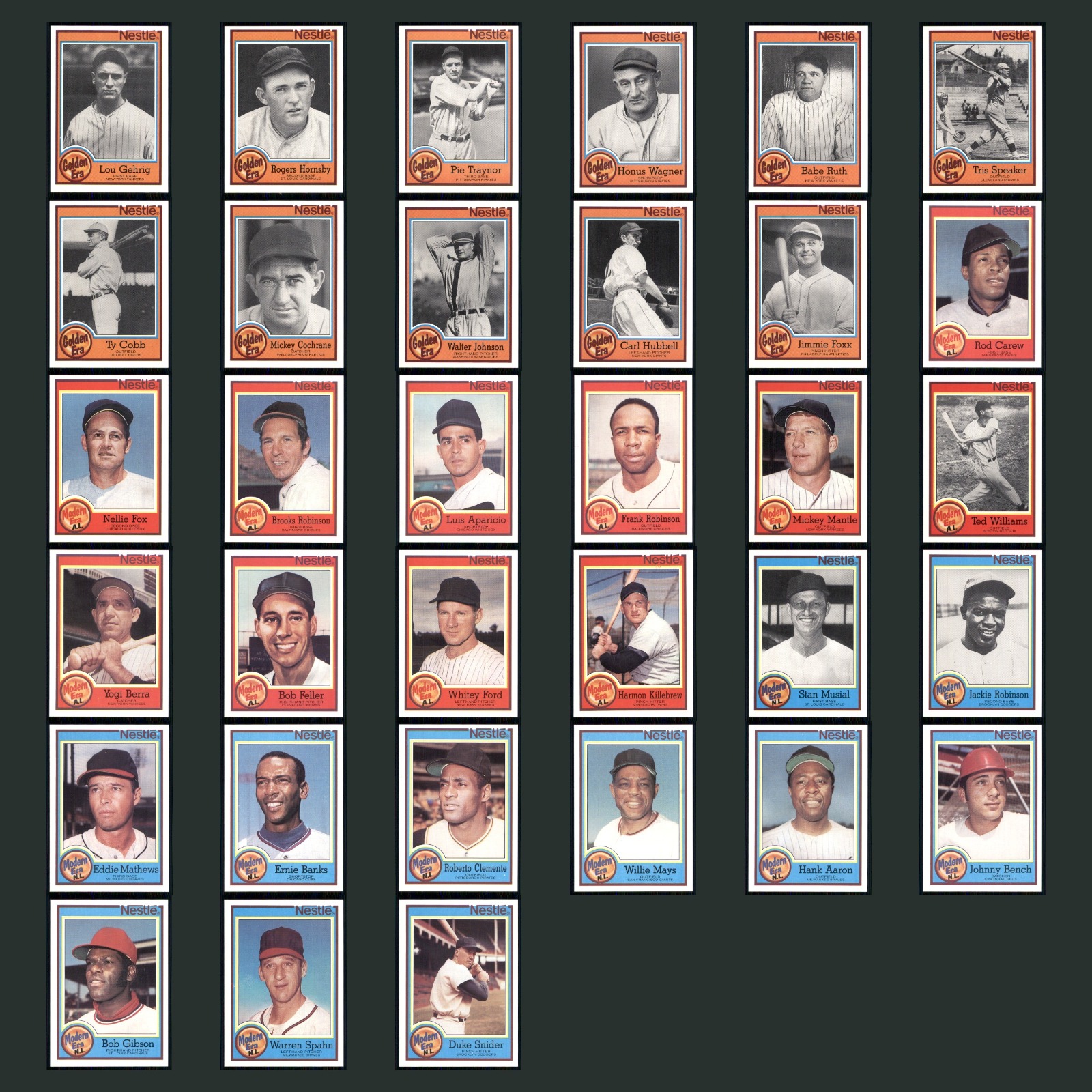 1987 Nestle Golden Era Lot 33 Baseball Cards Lou Gehrig New York Yankees NM MLB card scans. Overall card condition is Near Mint.