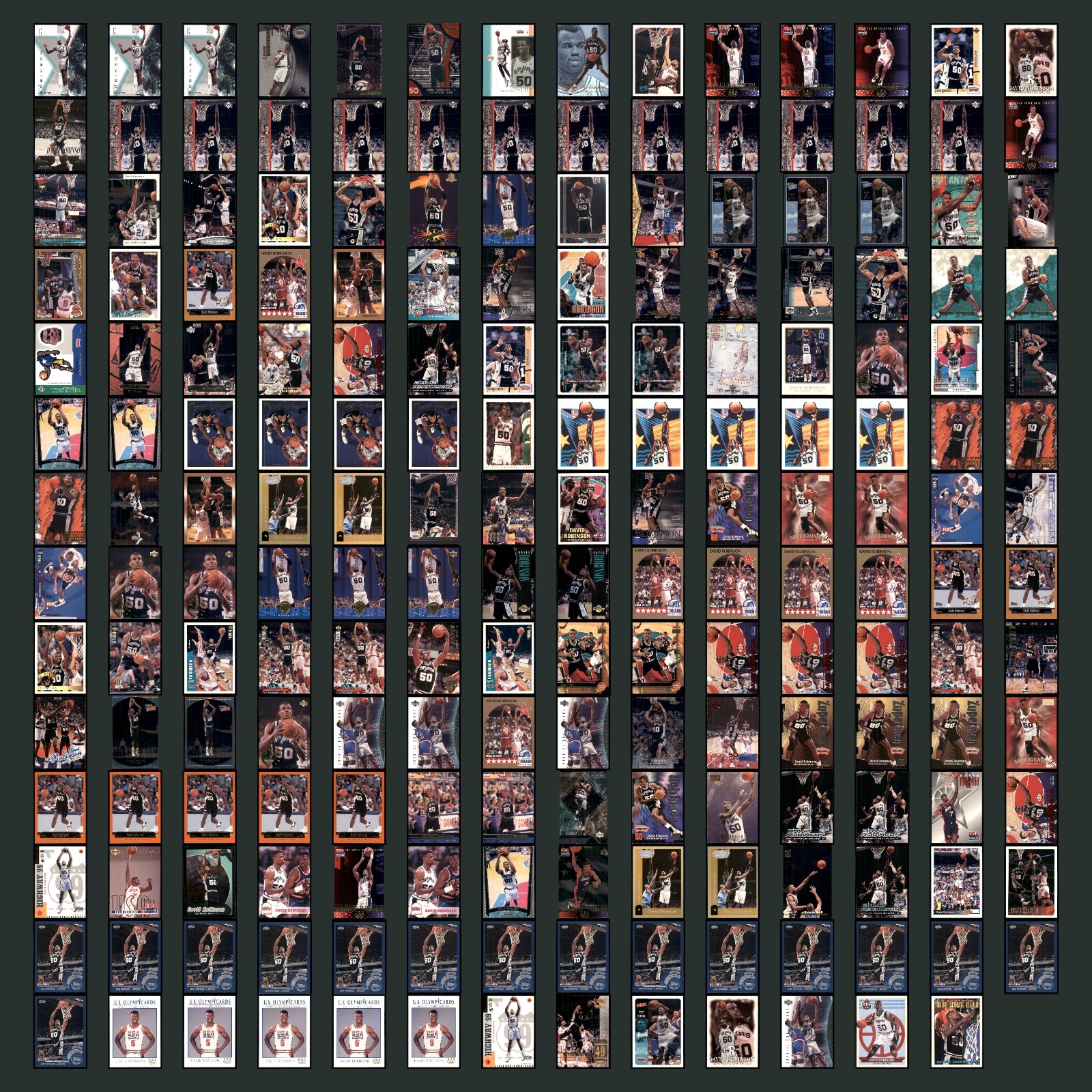 David Robinson Lot 195 Basketball Cards 2001 Upper Deck San Antonio Spurs Set NM card scans. Overall card condition is Near Mint.