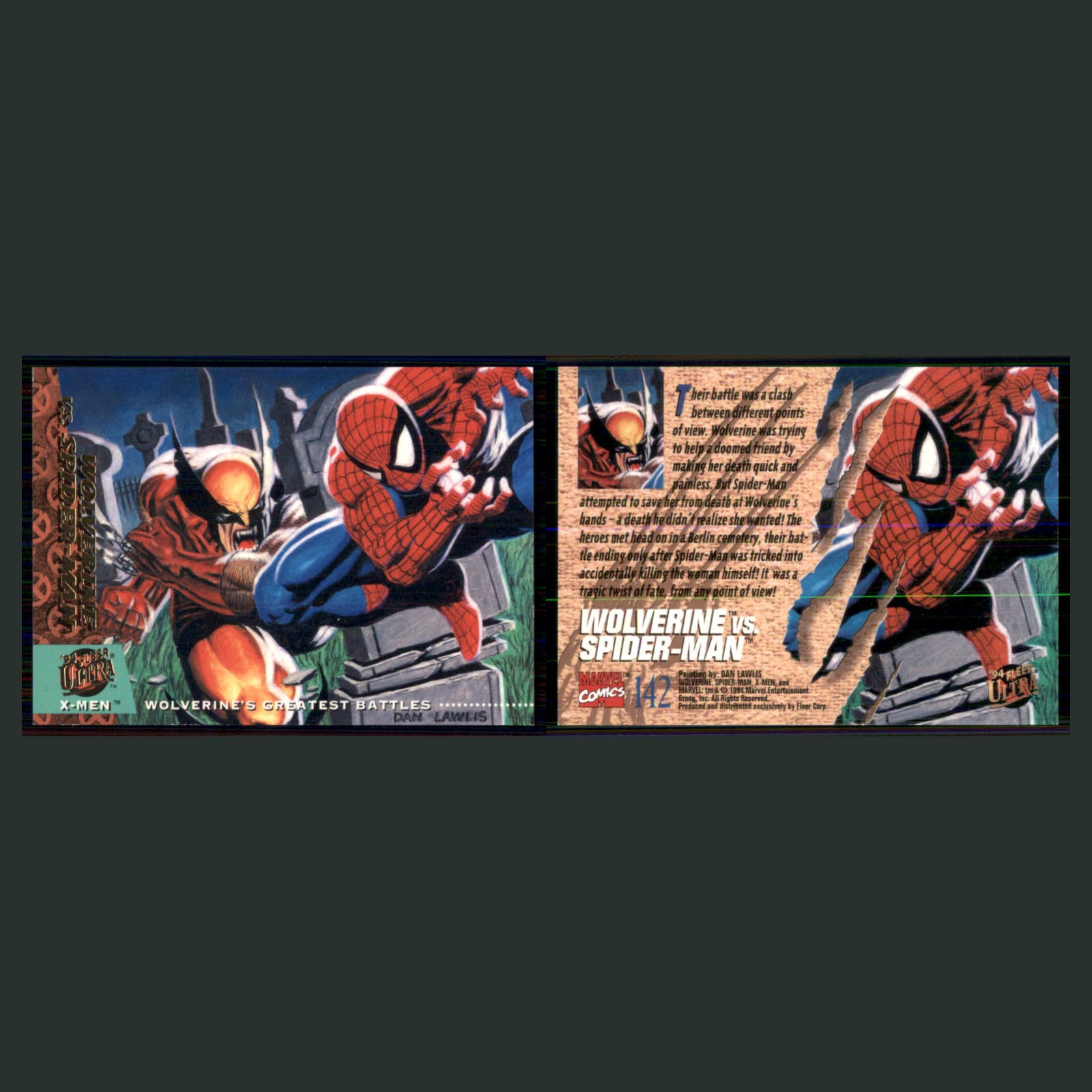 Wolverine vs. Spider-Man #142 1994 Marvel Card front and back scans. Card condition is Near Mint.