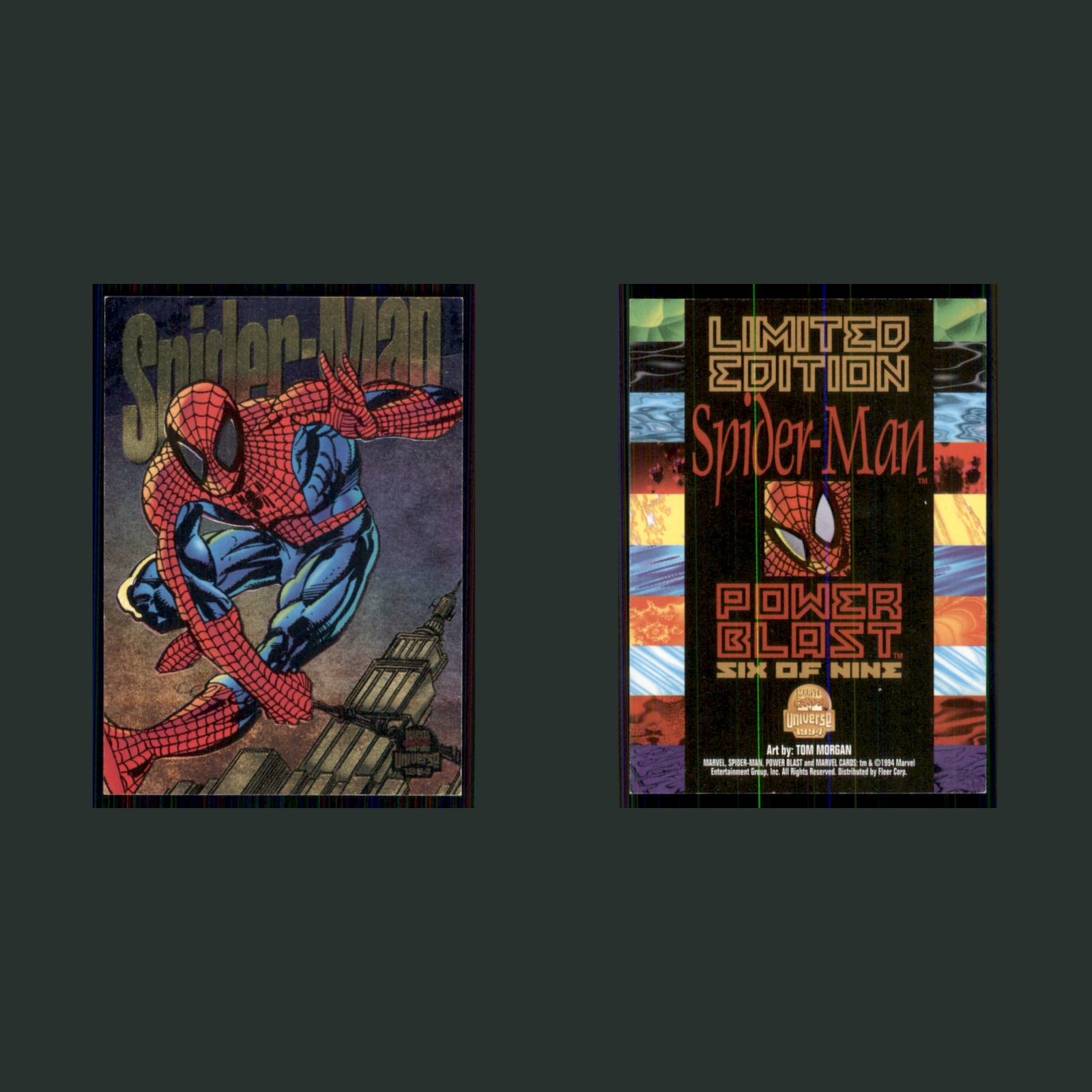 Spider-Man #6 1994 Fleer Marvel Universe Power Blast Marvel Card front and back scans. Card condition is Excellent.