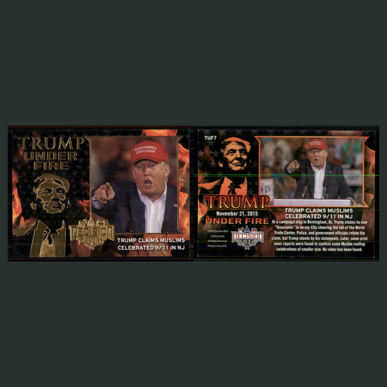 Donald Trump #TUF7 2018 Decision 2018 Trump Under Fire Marvel Card front and back scans. Card condition is Near Mint.
