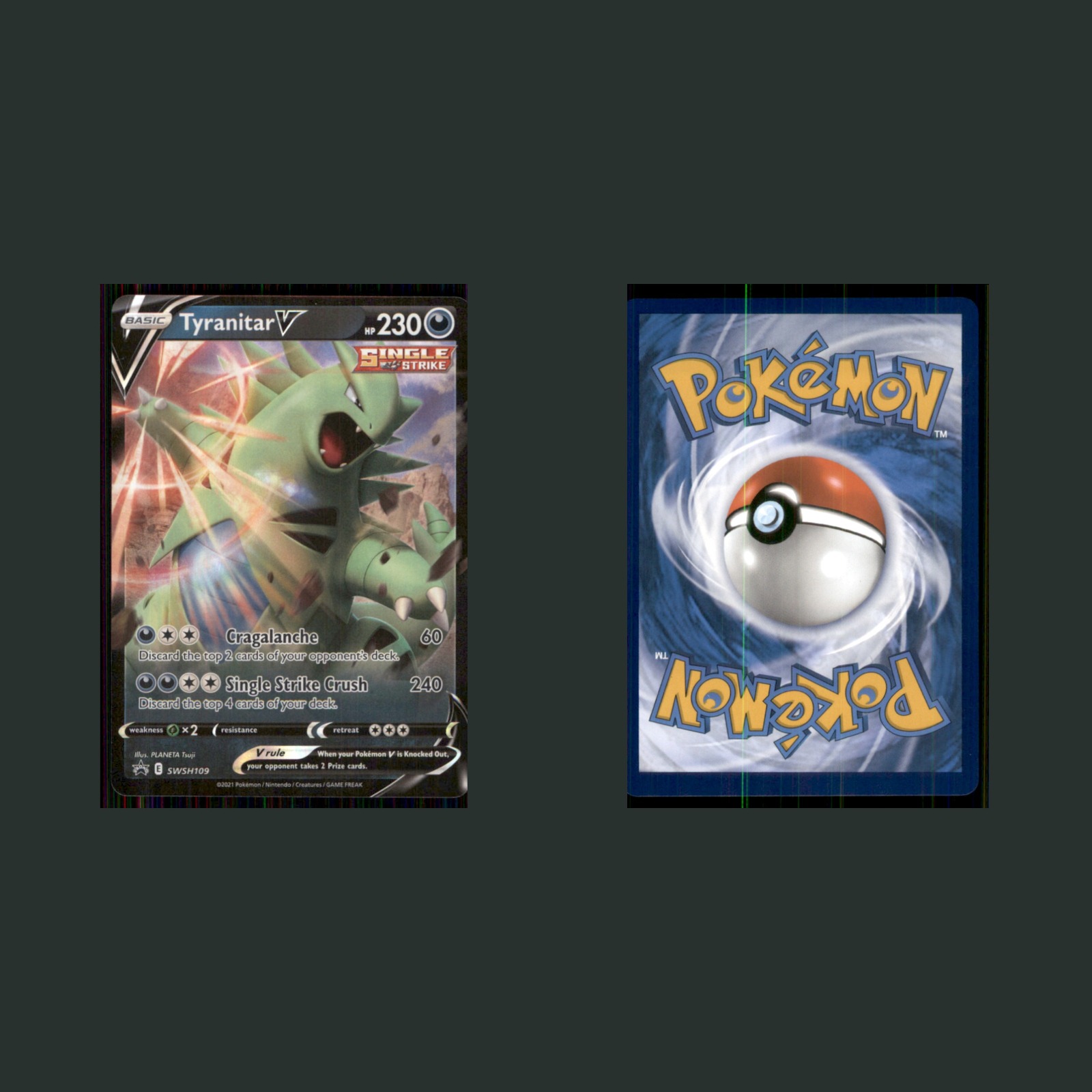 Tyranitar V V SWSH109 2021 Sword & Shield Promo Promo Pokemon TCG Card front and back scans. Card condition is Near Mint.