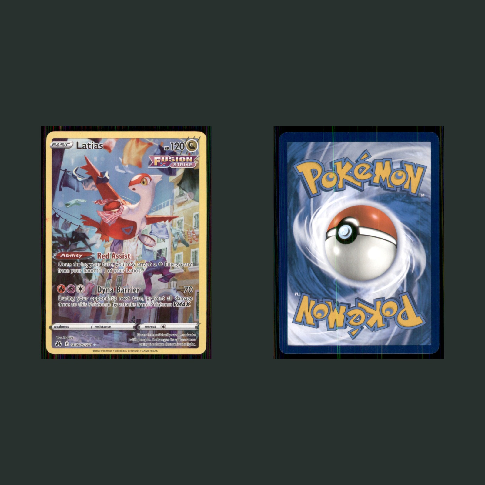 Latias GG20/GG70 2021 Fusion Strike Pokemon TCG Card front and back scans. Card condition is Near Mint.