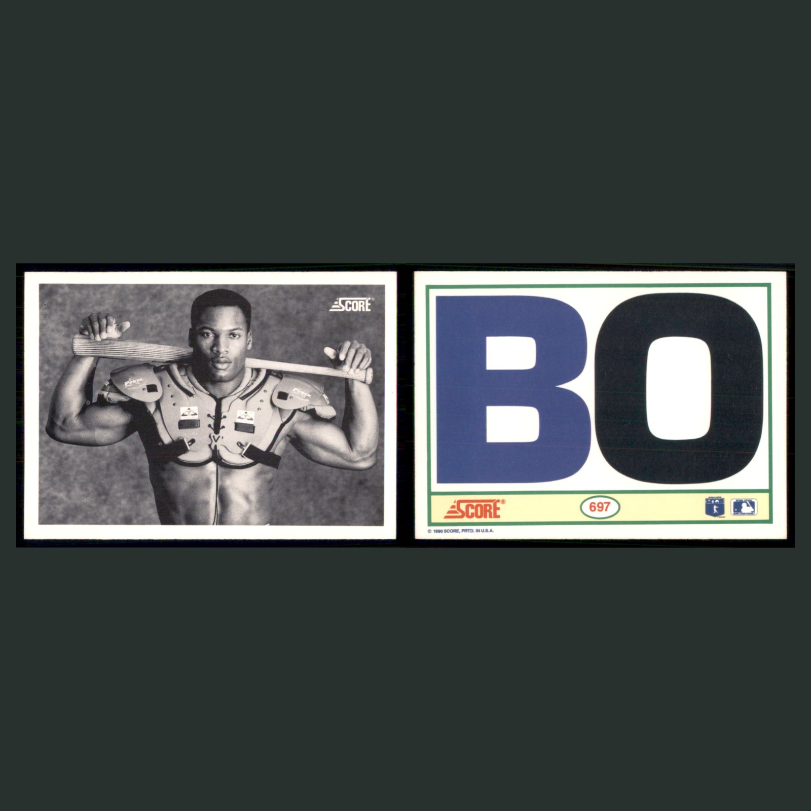 Bo Jackson #697 1990 Score Kansas City Royals Baseball Card MLB front and back scans. Card condition is Excellent.