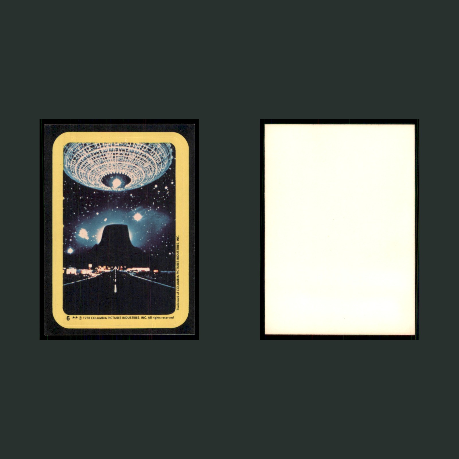 Road to Devil's Tower #6 1978 Topps Close Encounters of the Third Kind Sticker front and back scans. Card condition is Excellent.