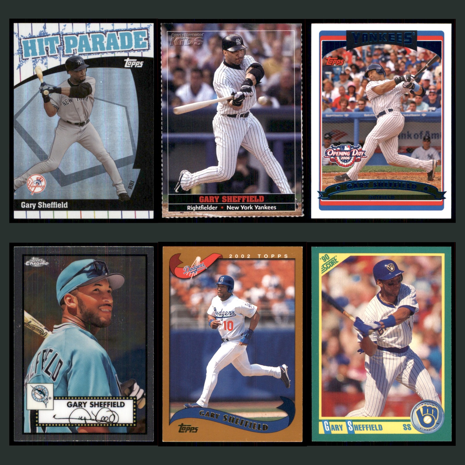 Gary Sheffield Lot 6 Baseball Cards 2004 Topps Hit Parade New York Yankees Set card scans. Overall card condition is Excellent.
