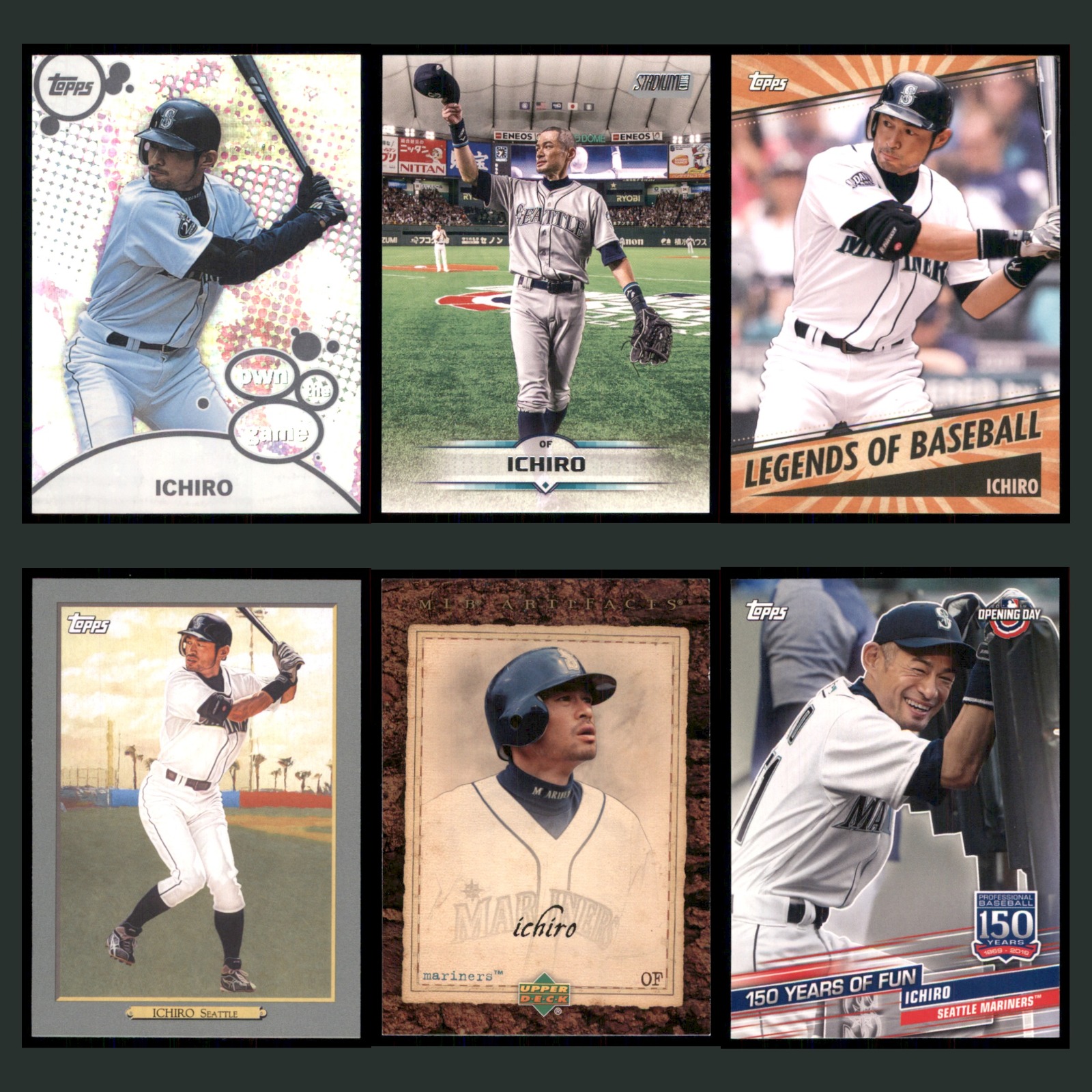 Ichiro Lot 6 Baseball Cards 2002 Topps Chrome Seattle Mariners Set Collection EX card scans. Overall card condition is Excellent.
